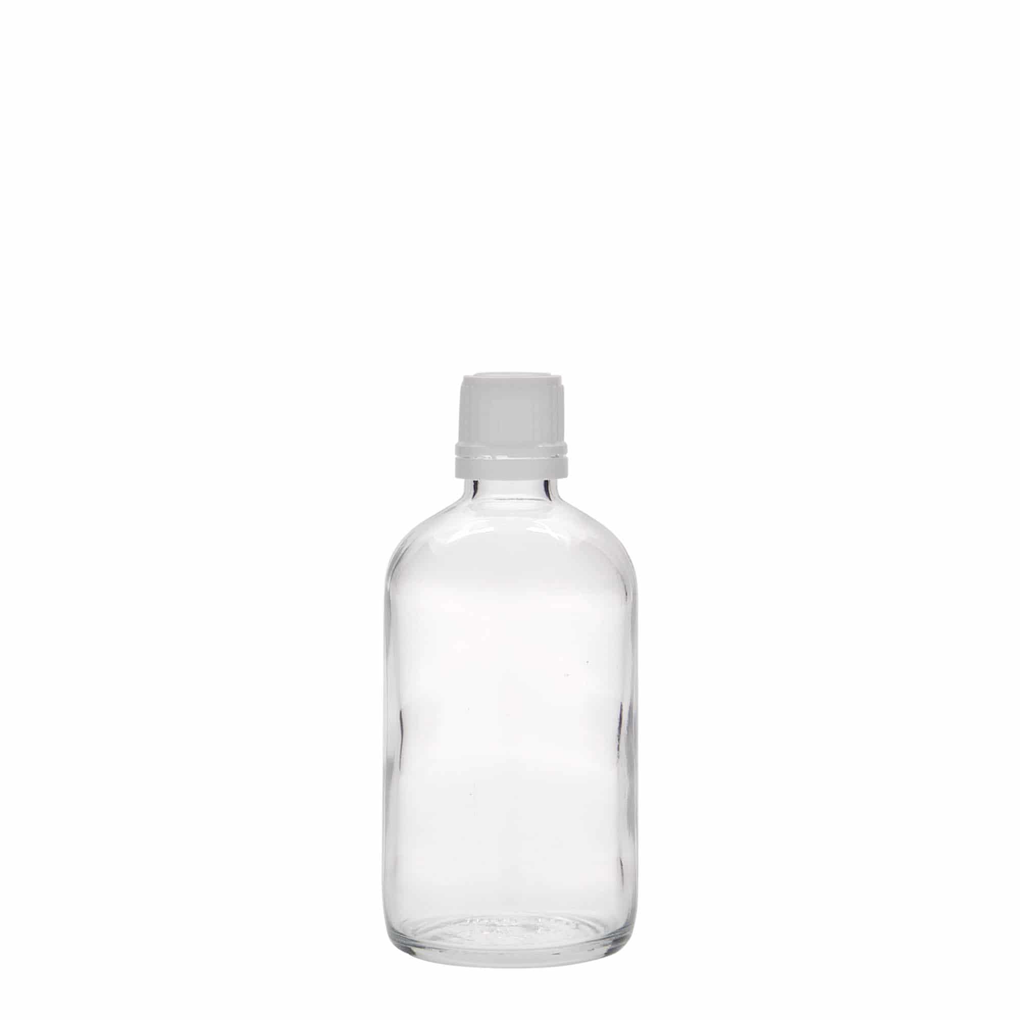 100 ml lääkepullo, lasi, suu: DIN 18