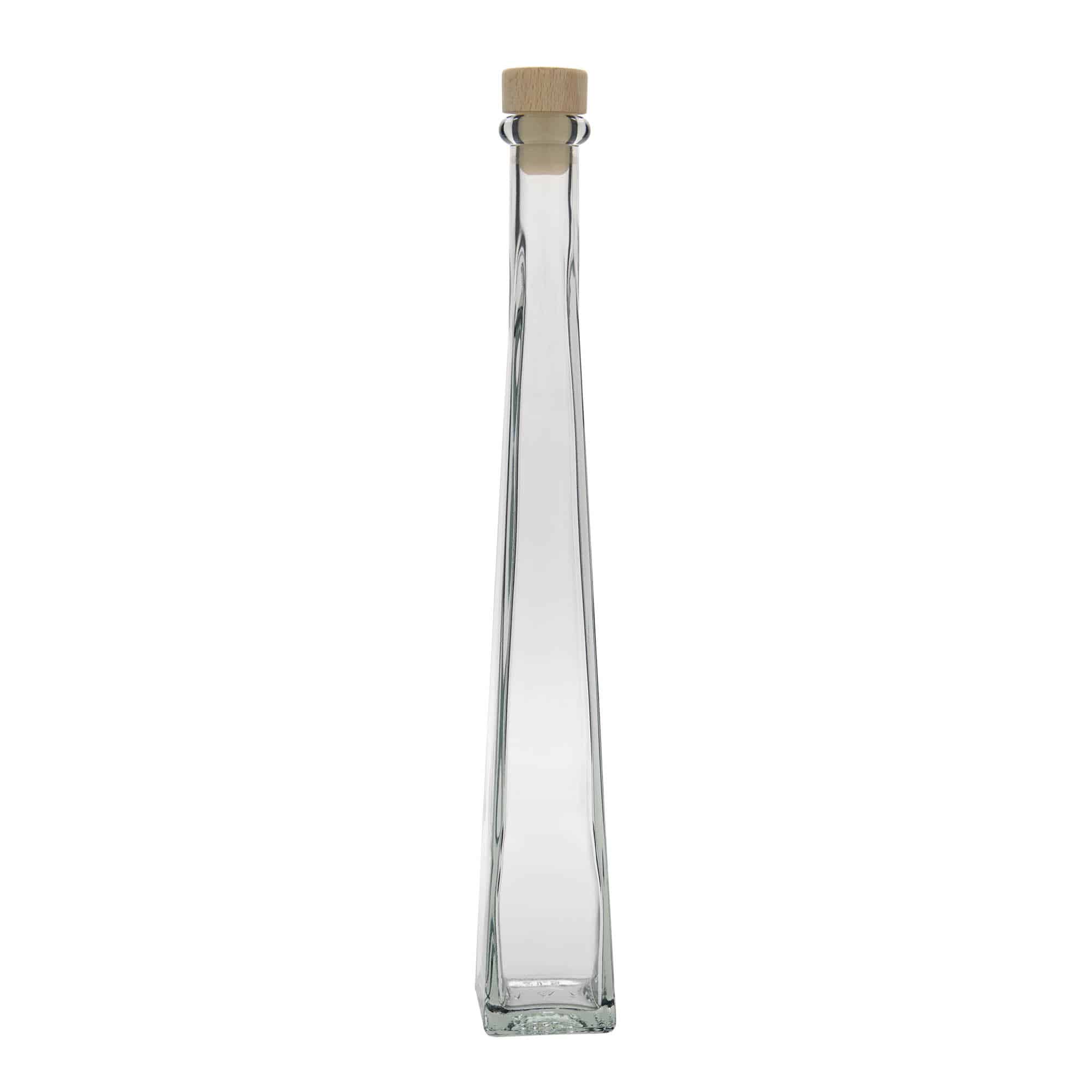 200 ml lasipullo 'Dama Quadrato', neliö, suu: korkki