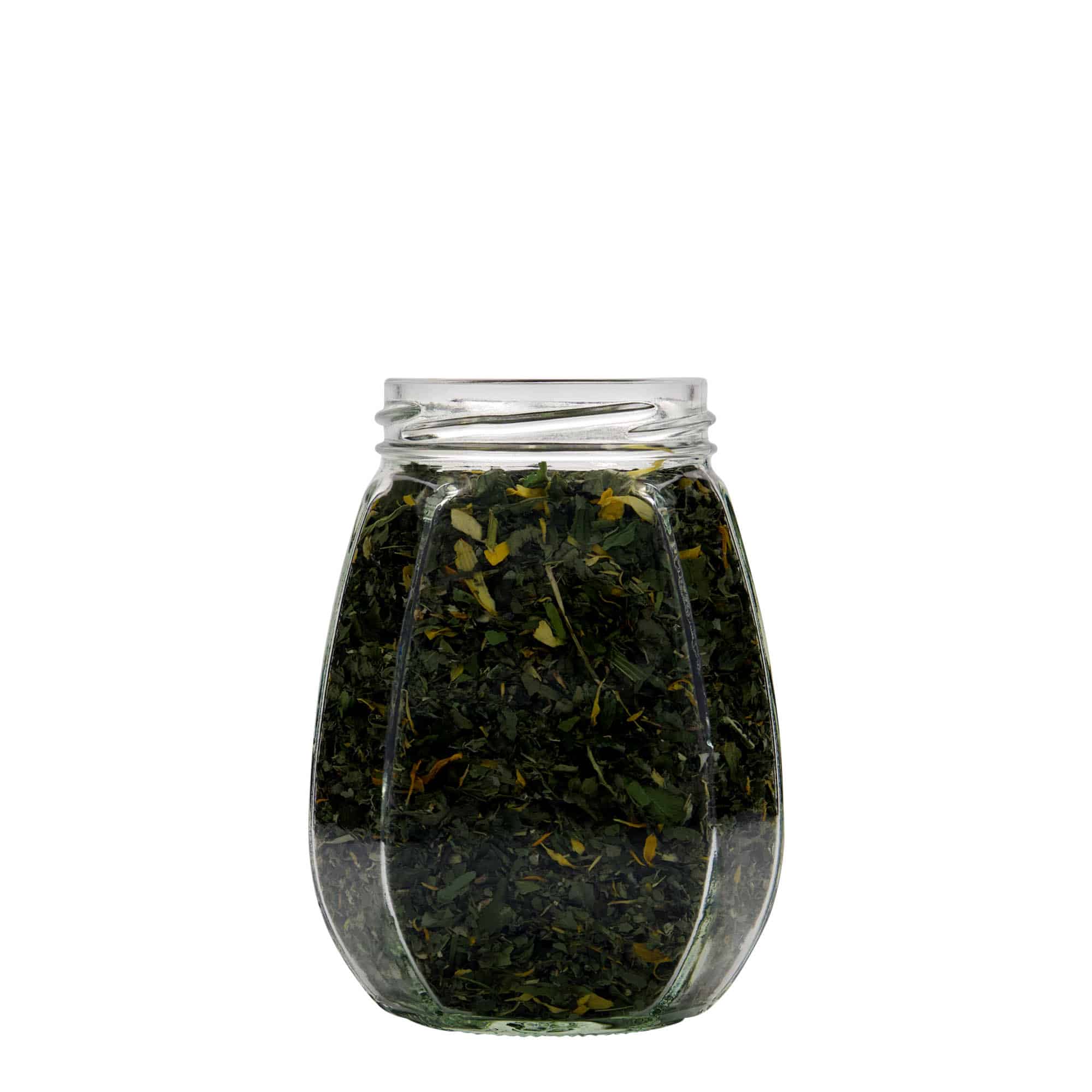 385 ml korurasia, kuusikulmainen, suuaukko: Twist-Off (TO 63)