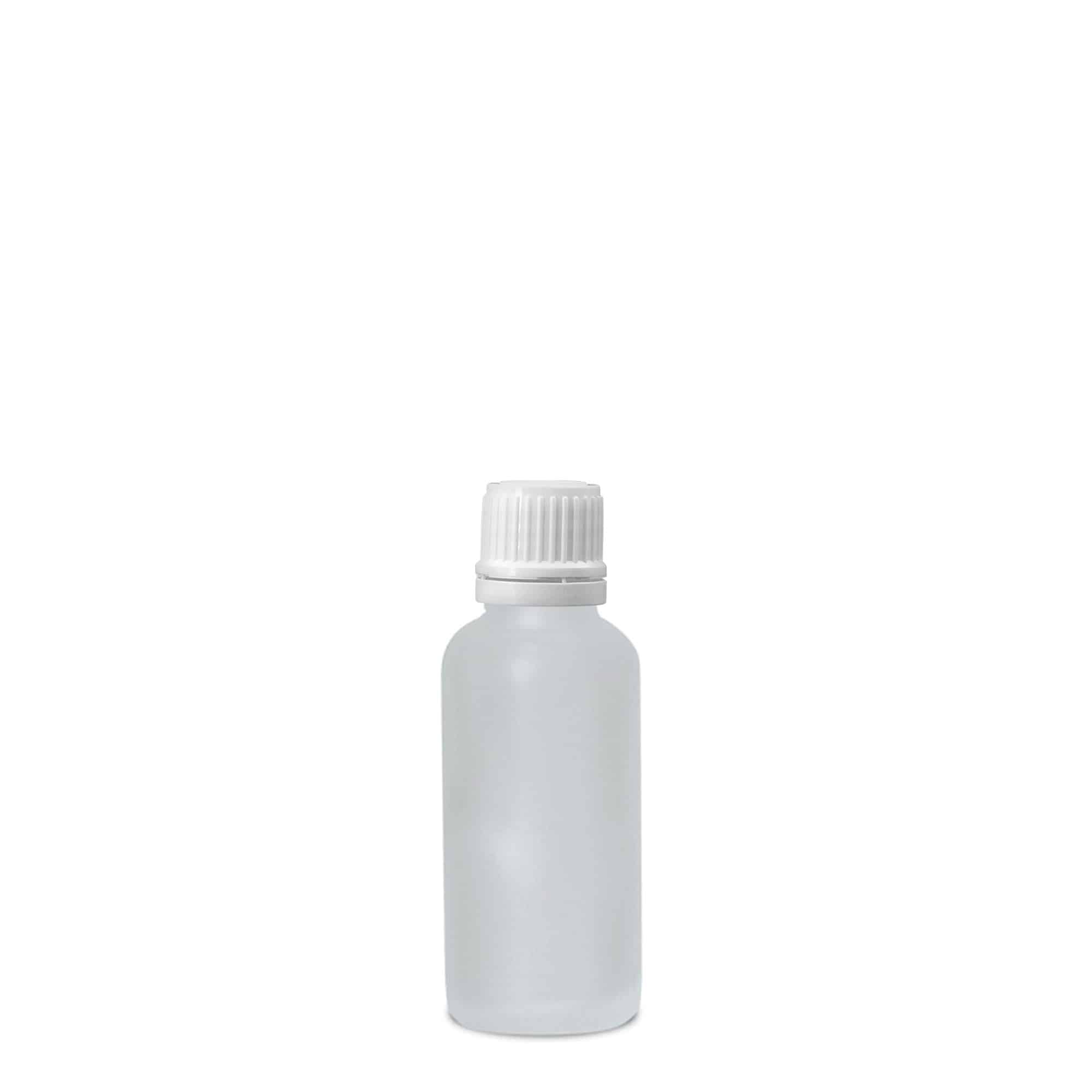 30 ml lääkepullo, lasi, huurrettu, suu: DIN 18