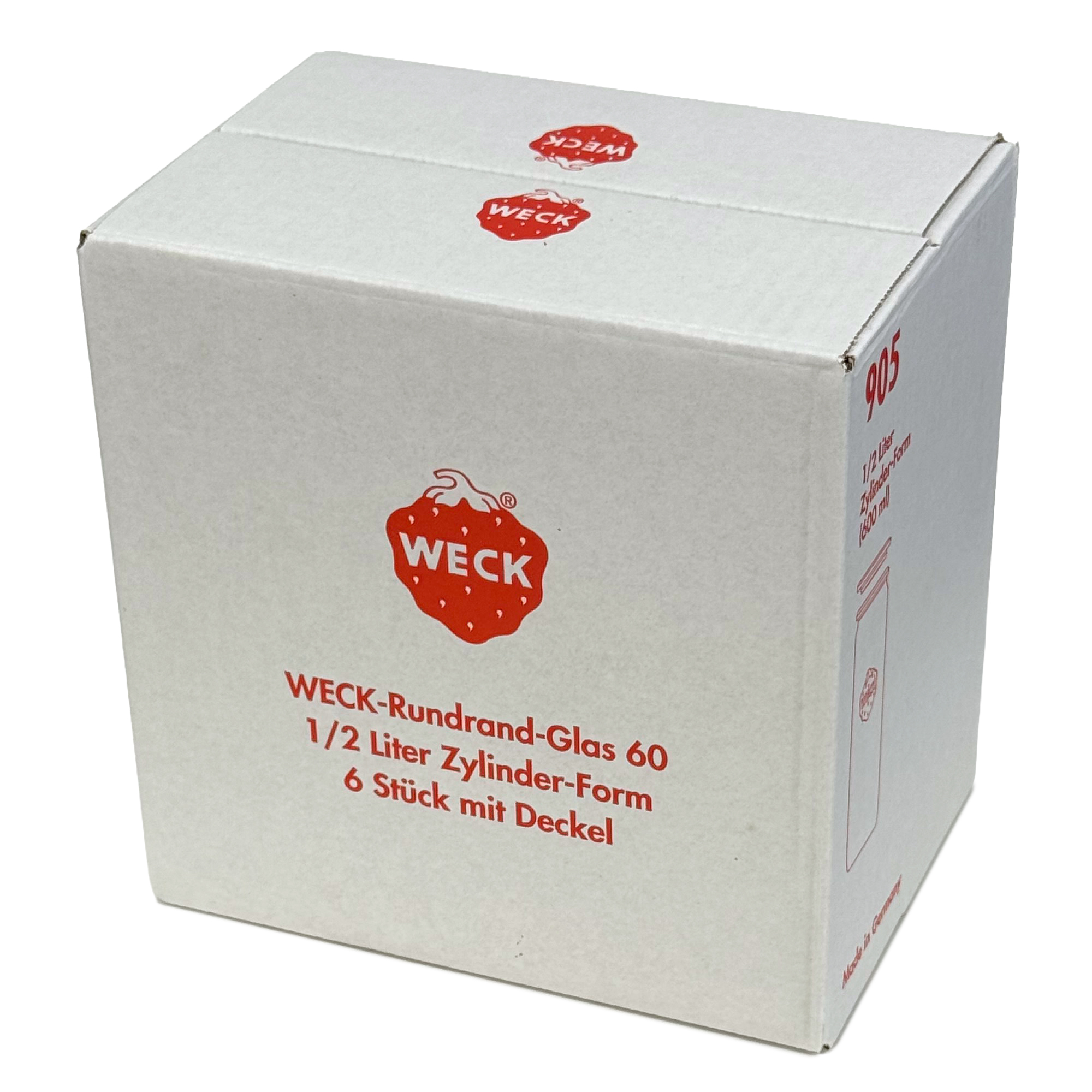 6x 600 ml WECK-sylinterilasi lasikannella RR 60