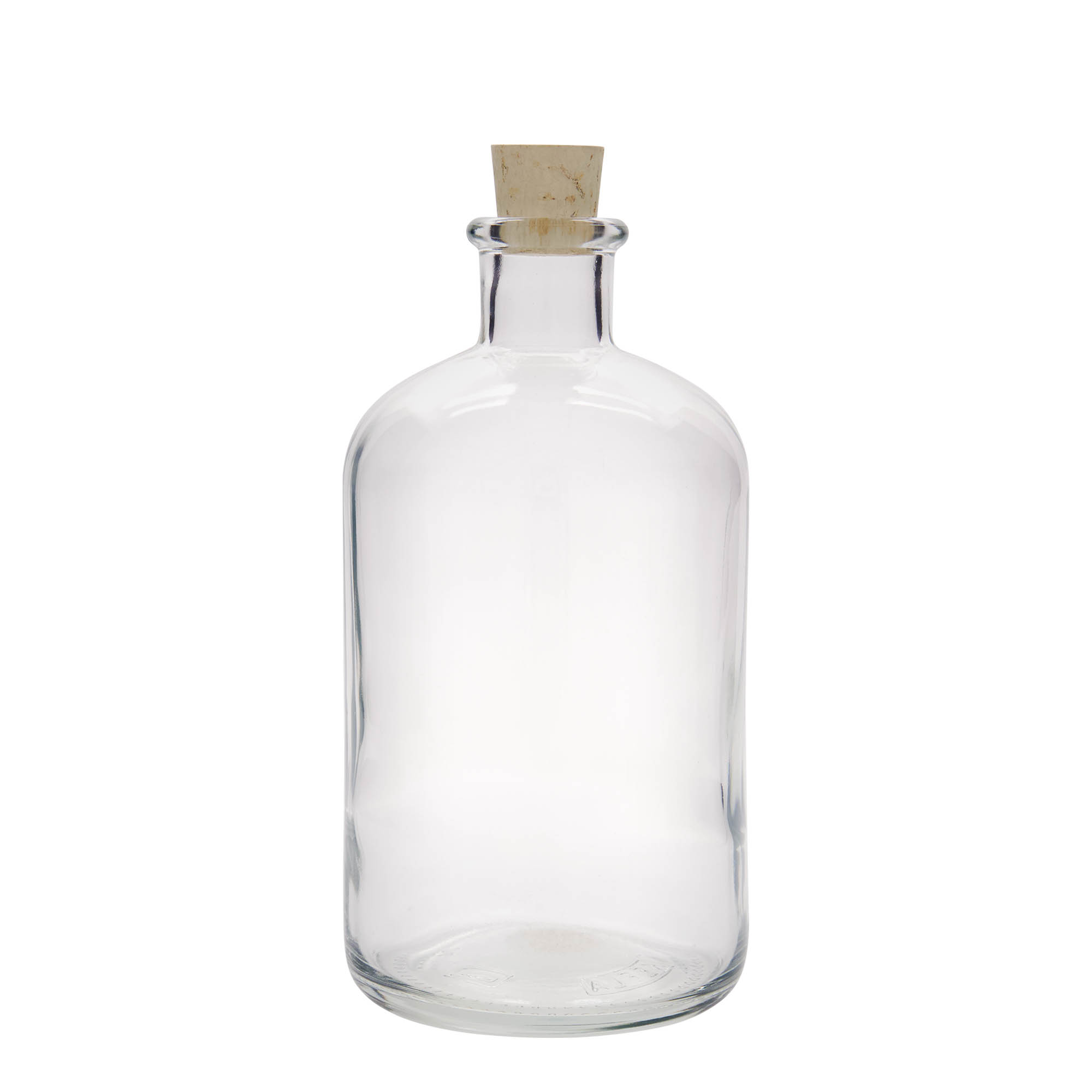 1 000 ml lasipullo apteekkarille, suuaukko: korkki