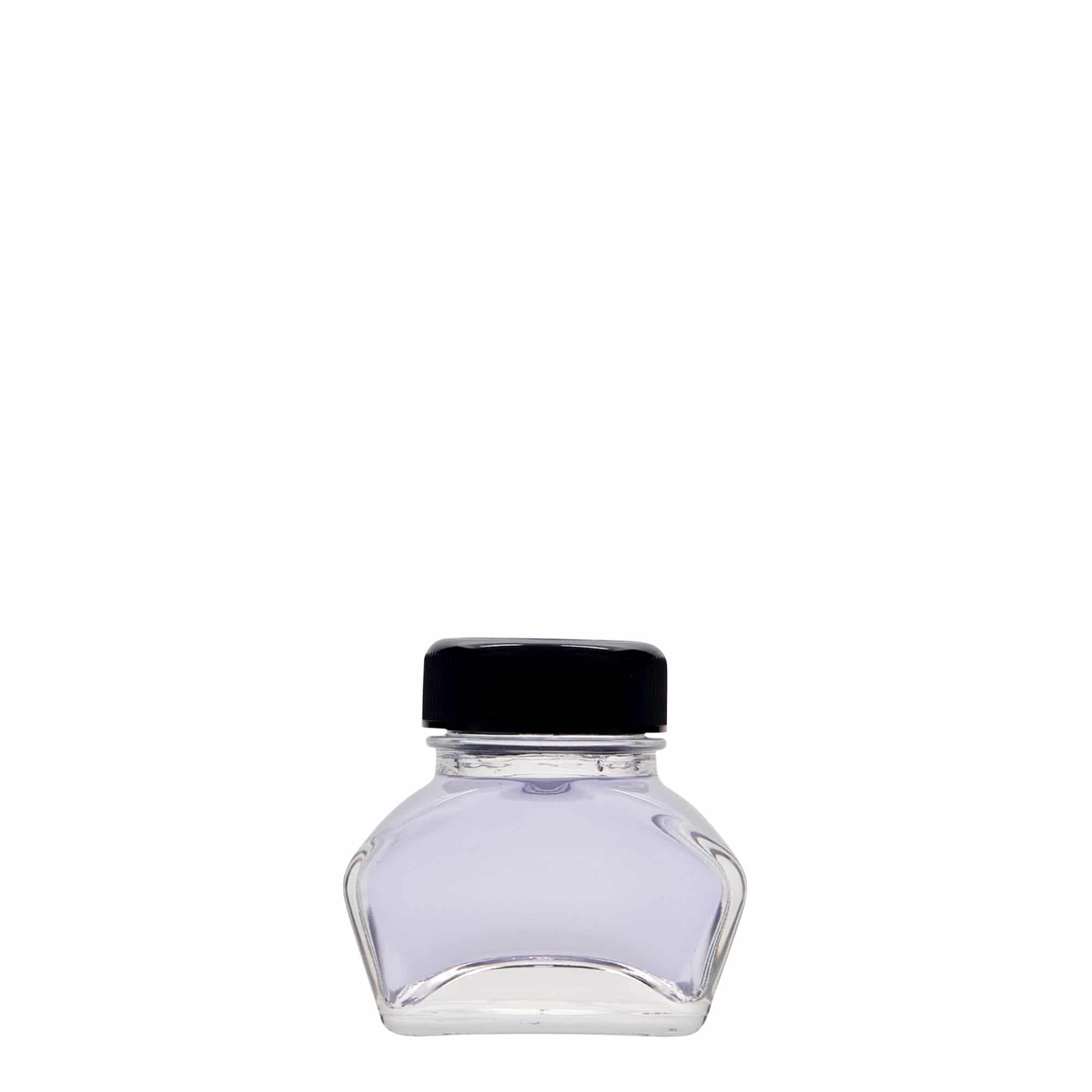 30 ml mustepullo, suorakulmainen, suuaukko: ruuvikorkki