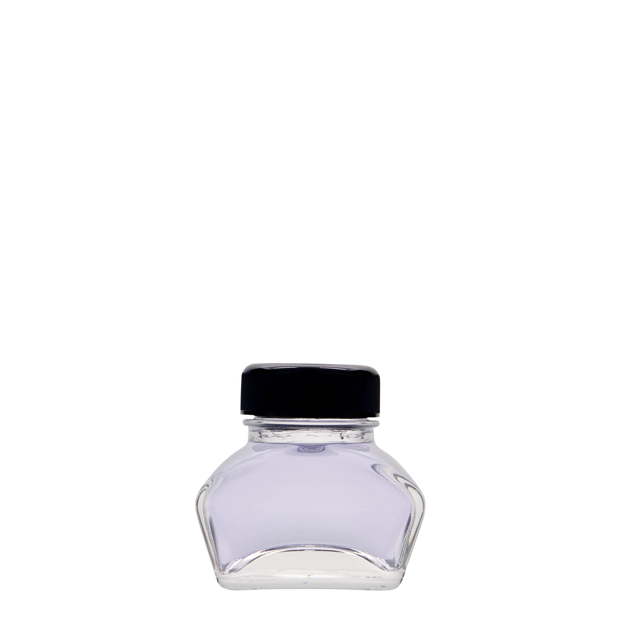 30 ml mustepullo, suorakulmainen, suuaukko: ruuvikorkki