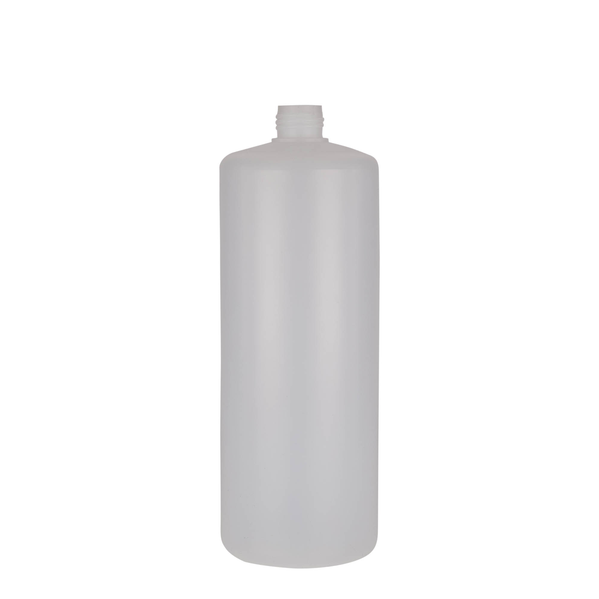 1.000 ml pyöreä pullo, PE-muovi, luonnonväri, suuaukko: ruuvikorkki
