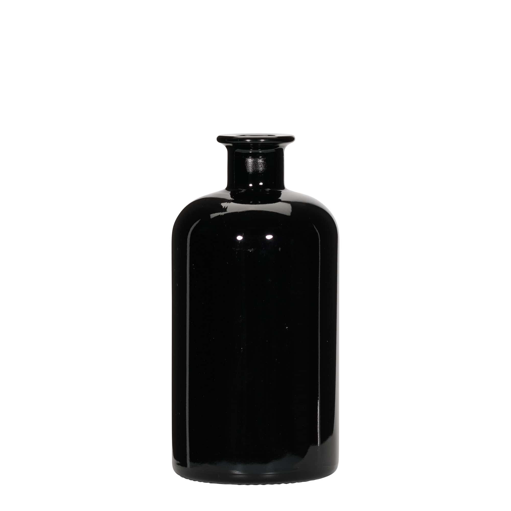 500 ml apteekkarin lasipullo, musta, suu: korkki