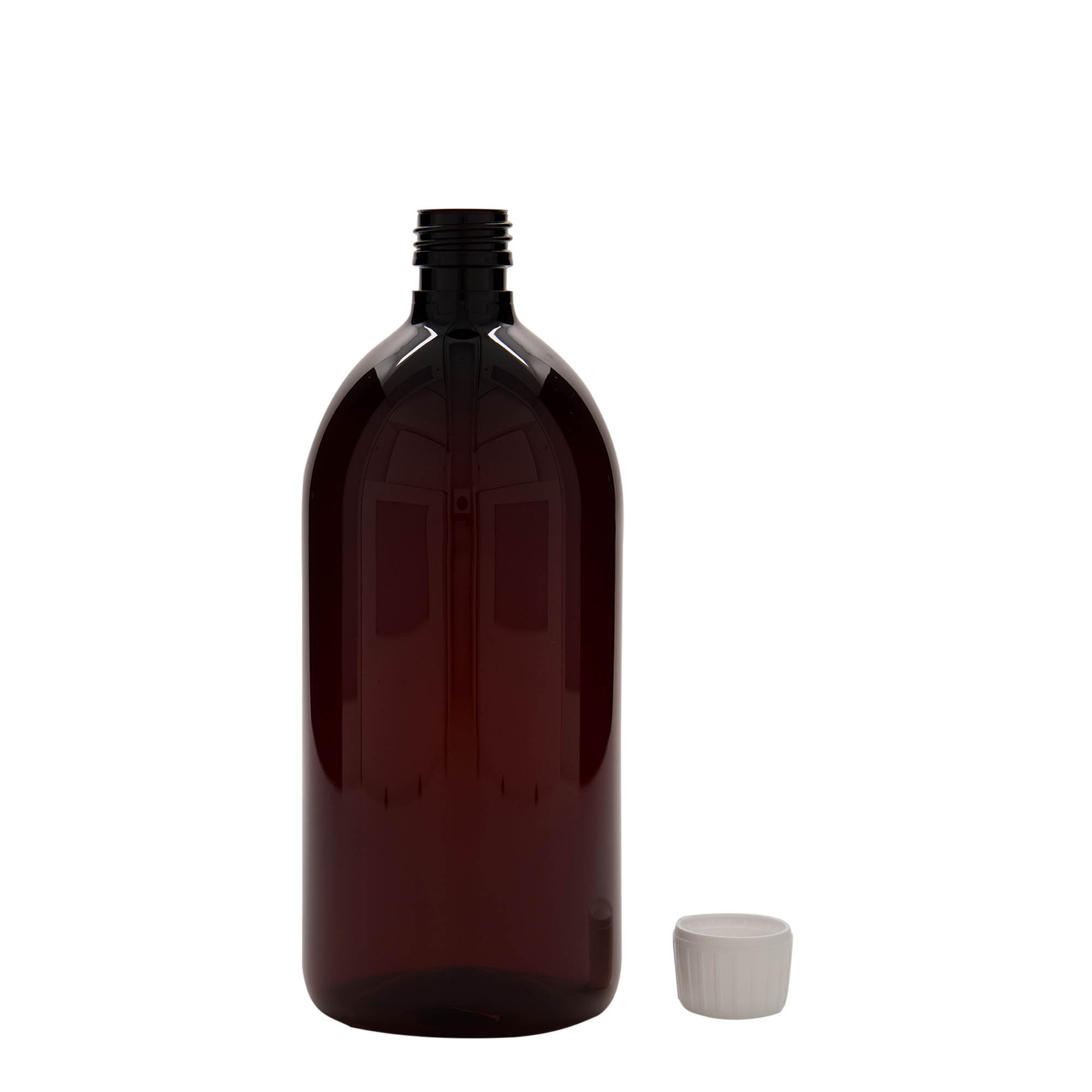 1 000 ml PET-lääkepullo, ruskea, muovi, suuaukko: PP 28 1 000 ml PET-lääkepullo, ruskea, muovi, suuaukko: PP 28