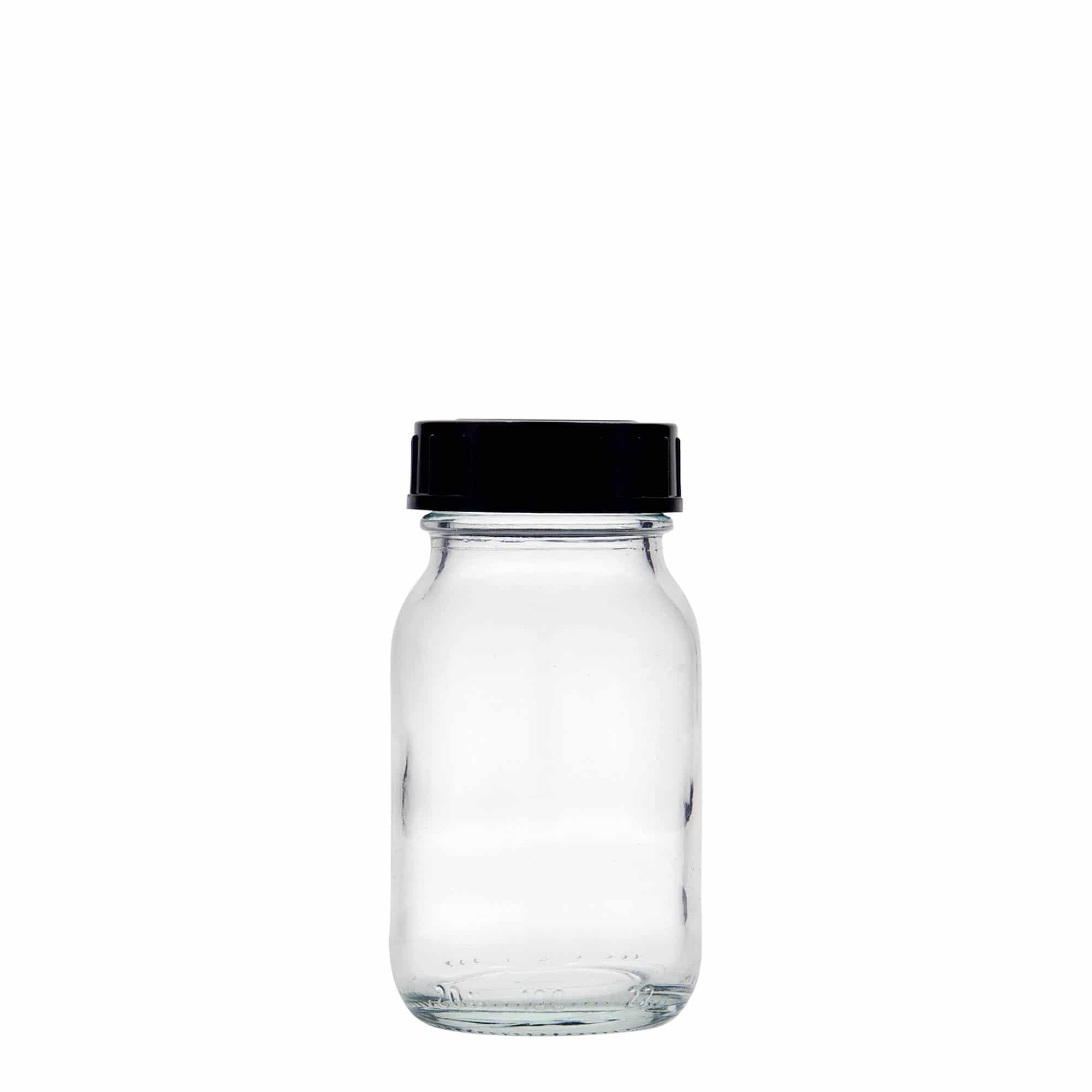 100 ml leveäkaul. lasipurkki, suu: DIN 40