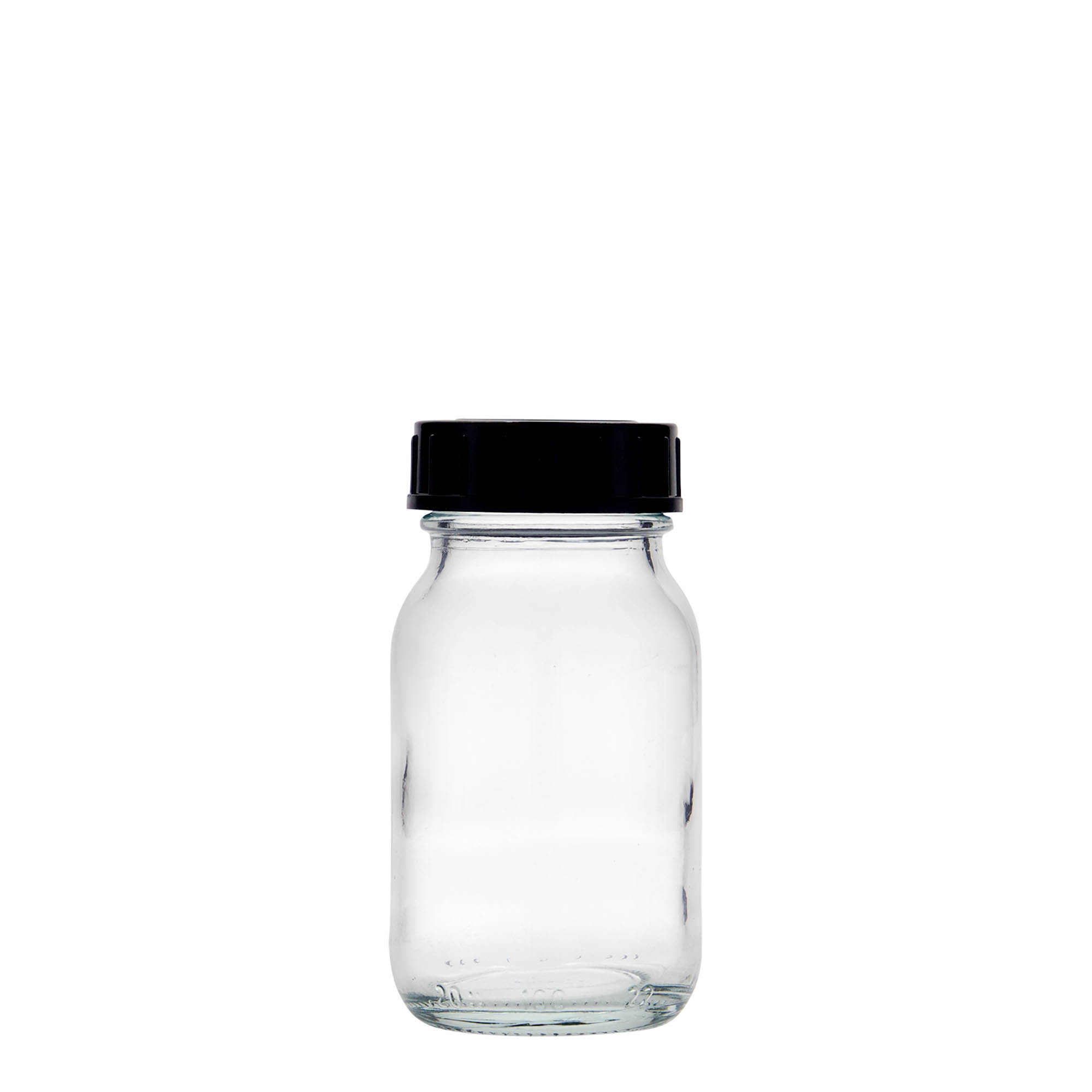100 ml leveäkaulainen lasi, suuaukon koko: DIN 40 100 ml leveäkaulainen lasi, suuaukon koko: DIN 40