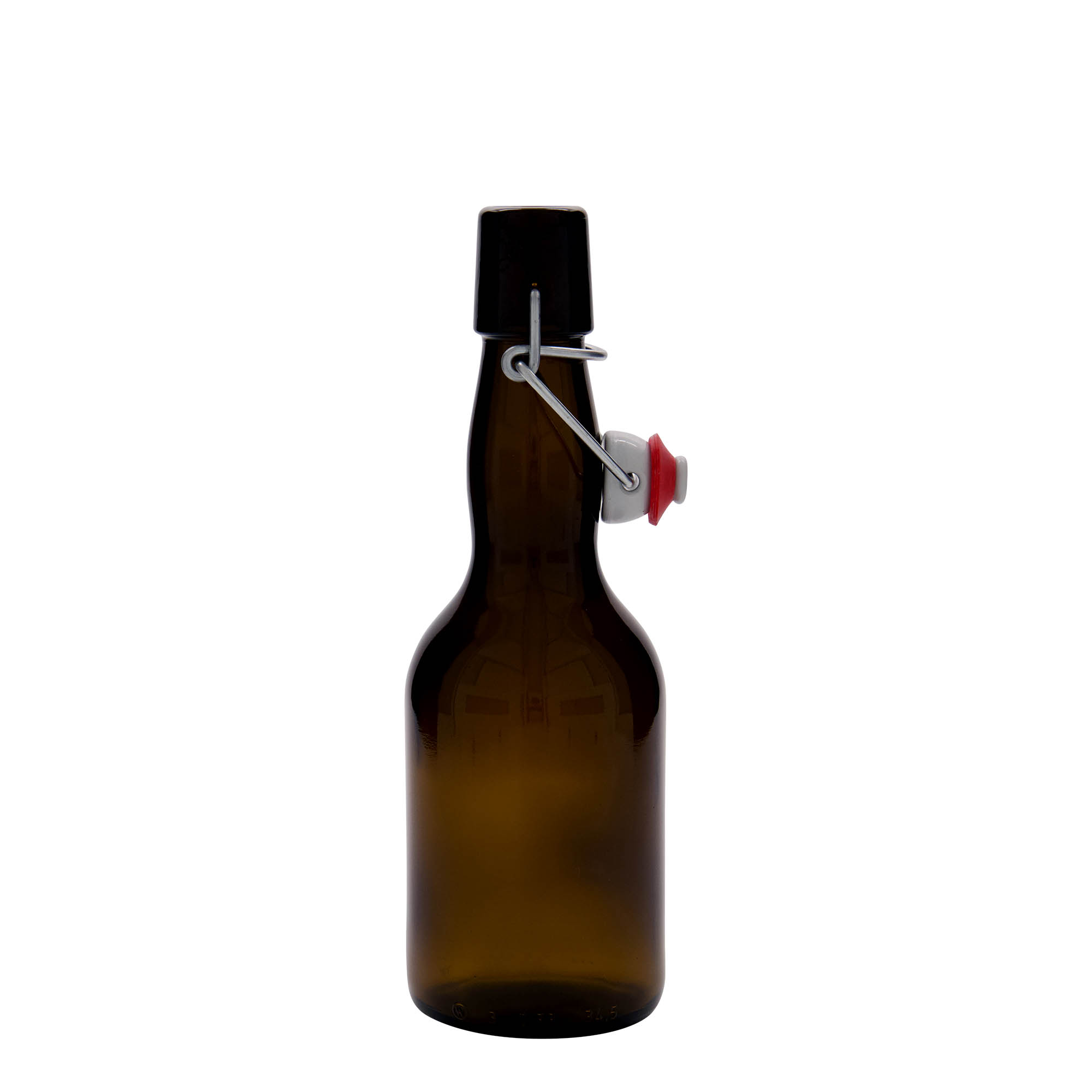 330 ml olutpullo, kurkkukaula, lasia, ruskea, suuaukko: lukitusklipsi