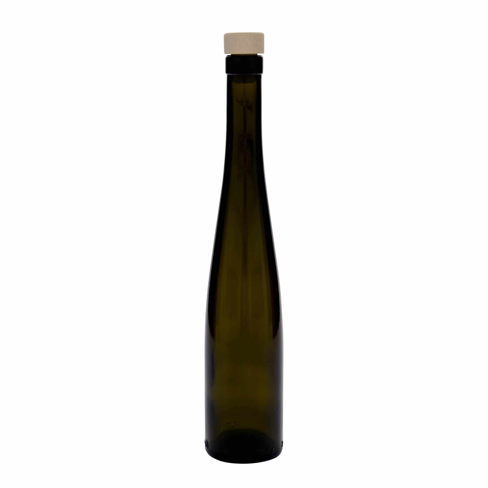 375 ml lasipullo 'Viinipullo', antiikinvihreä, suu: korkki