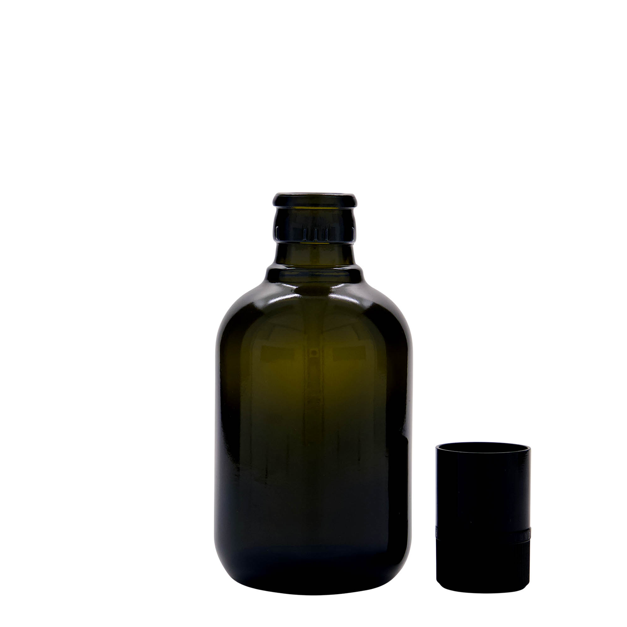 250 ml etikka-/öljypullo ”Biolio”, lasia, antiikkivihreä, suuaukko: DOP