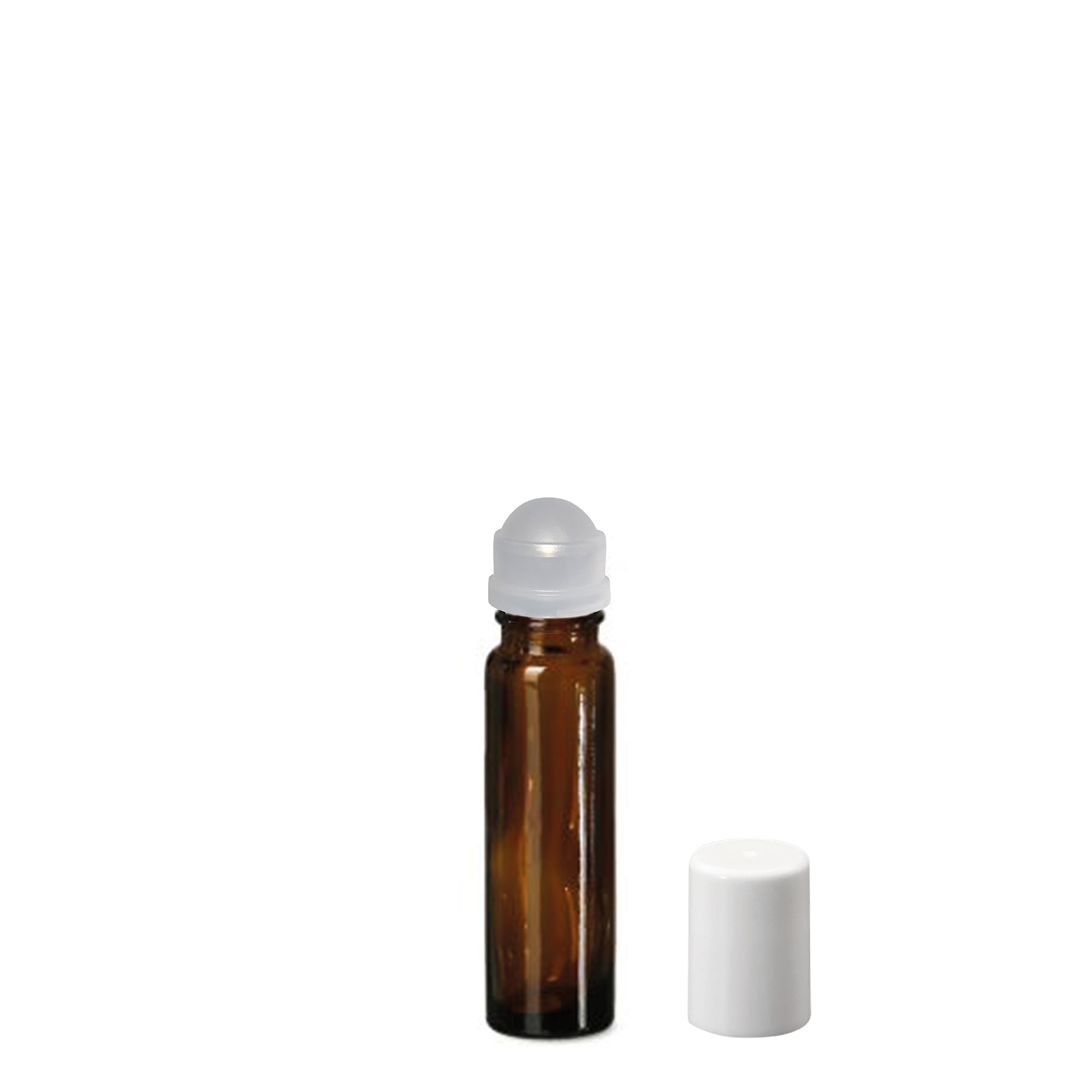 10 ml roll-on-pullo, lasia, ruskea, suuaukko: ruuvikorkki