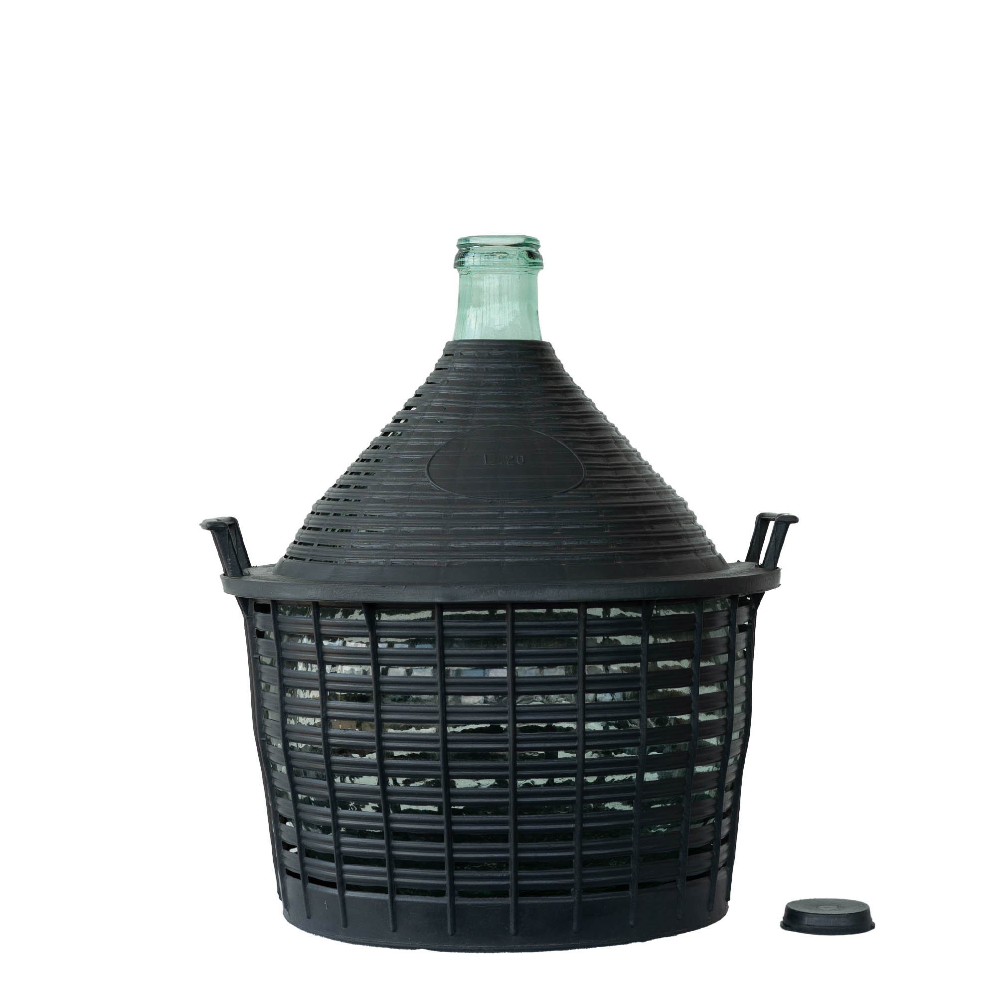 20 l pallopullo kapeakaulainen, lasia, suuaukko: päällyskansi