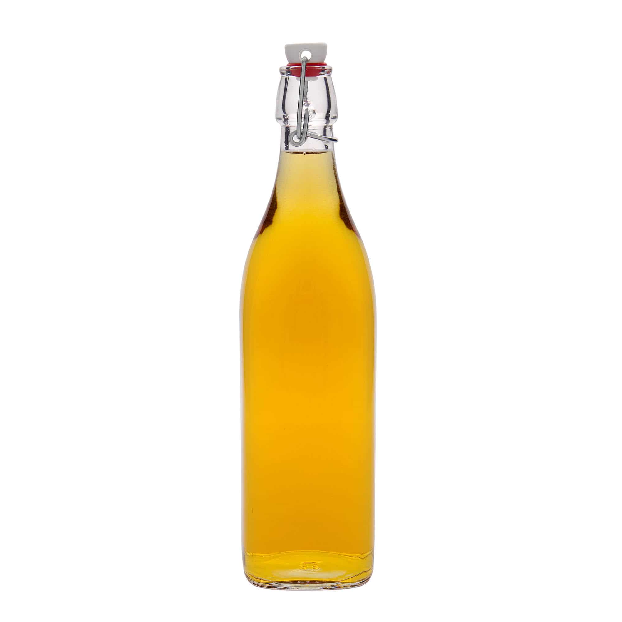 1000 ml lasipullo 'Swing, neliö, suu: patenttikorkki