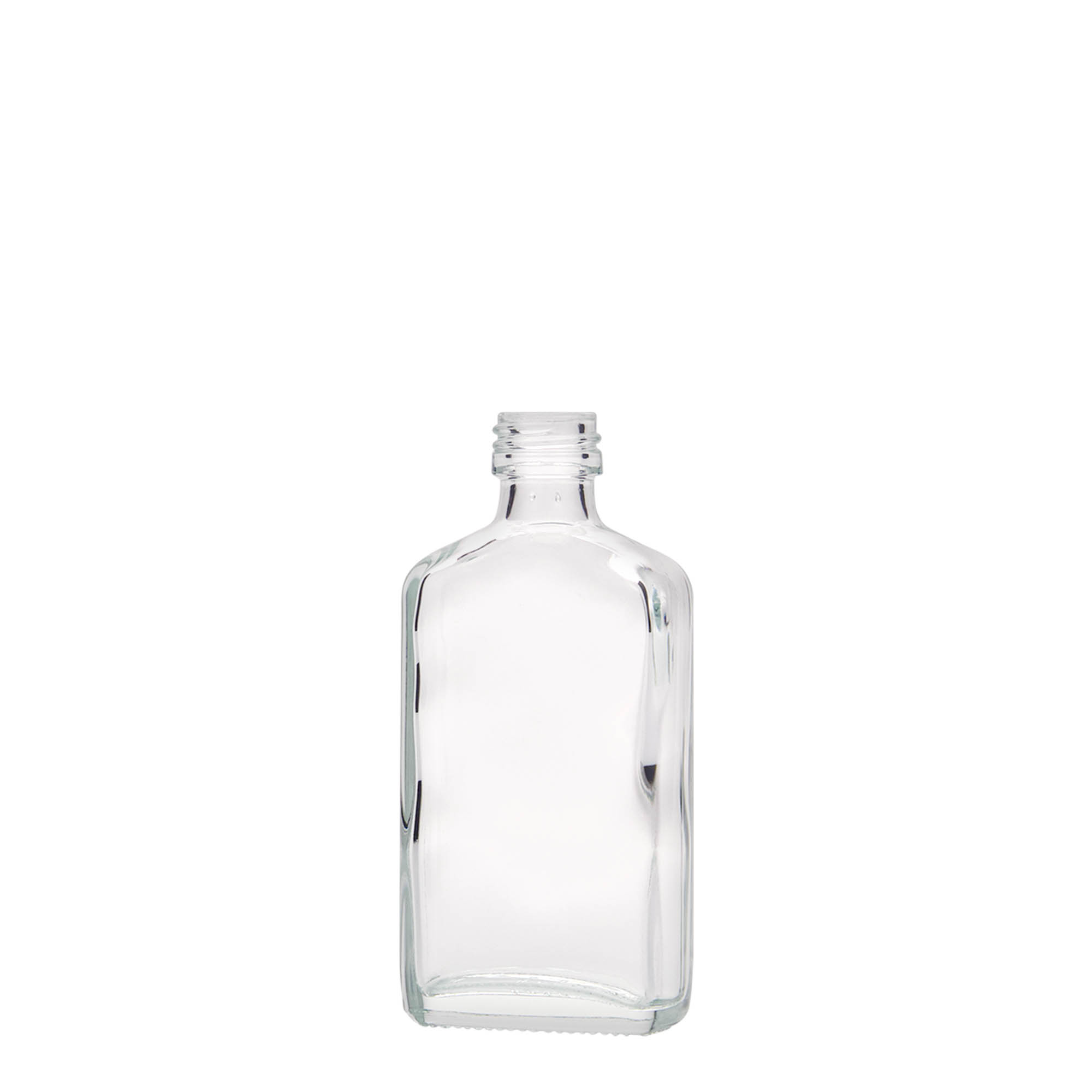 50 ml taskupullo, suorakulmainen, lasia, suuaukko: PP 18 50 ml taskupullo, suorakulmainen, lasia, suuaukko: PP 18