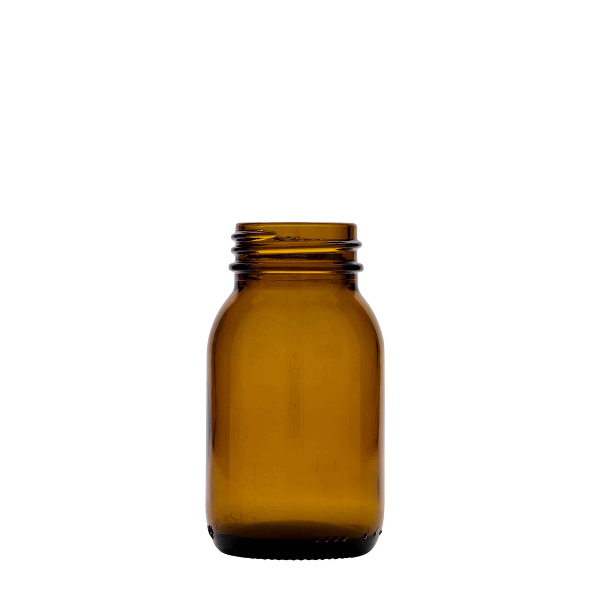 125 ml leveäkaulainen lasi, ruskea, suuaukon koko: DIN 40