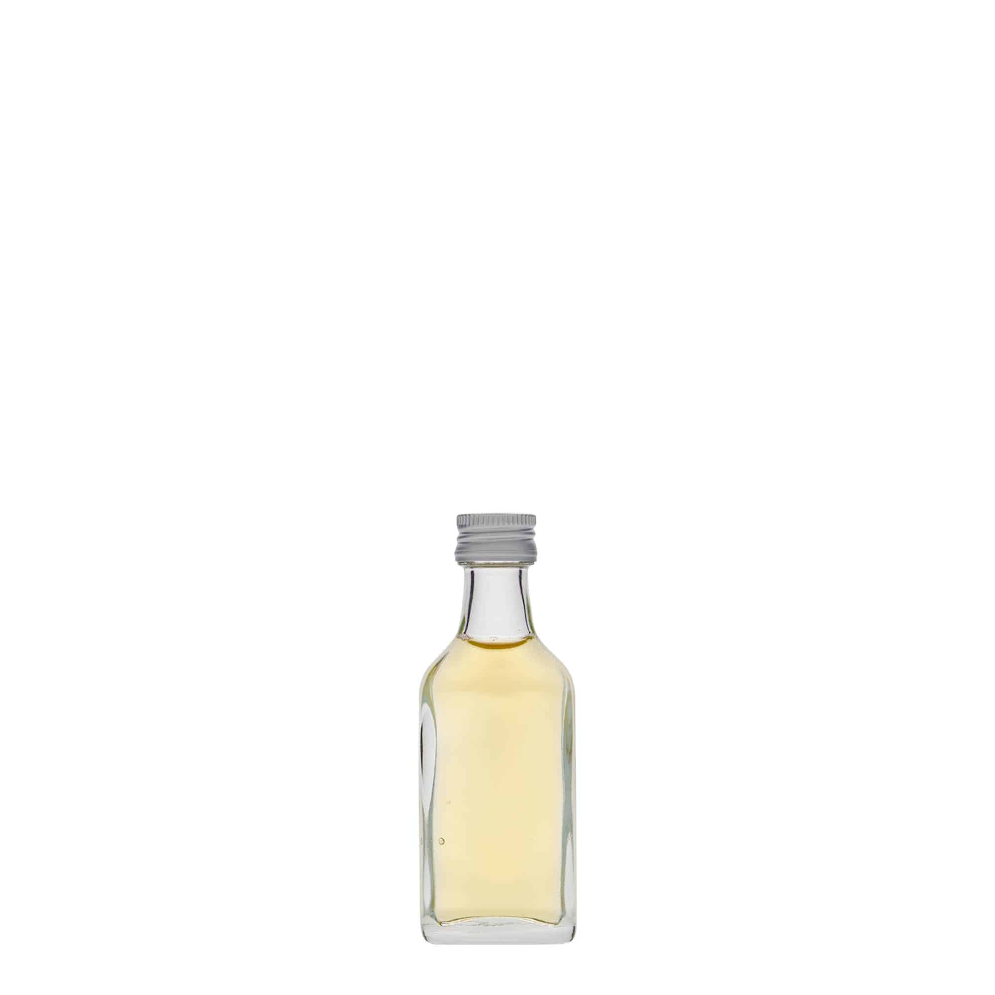 20 ml taskupullo, suorakulmainen, lasia, suuaukko: PP 18 20 ml taskupullo, suorakulmainen, lasia, suuaukko: PP 18