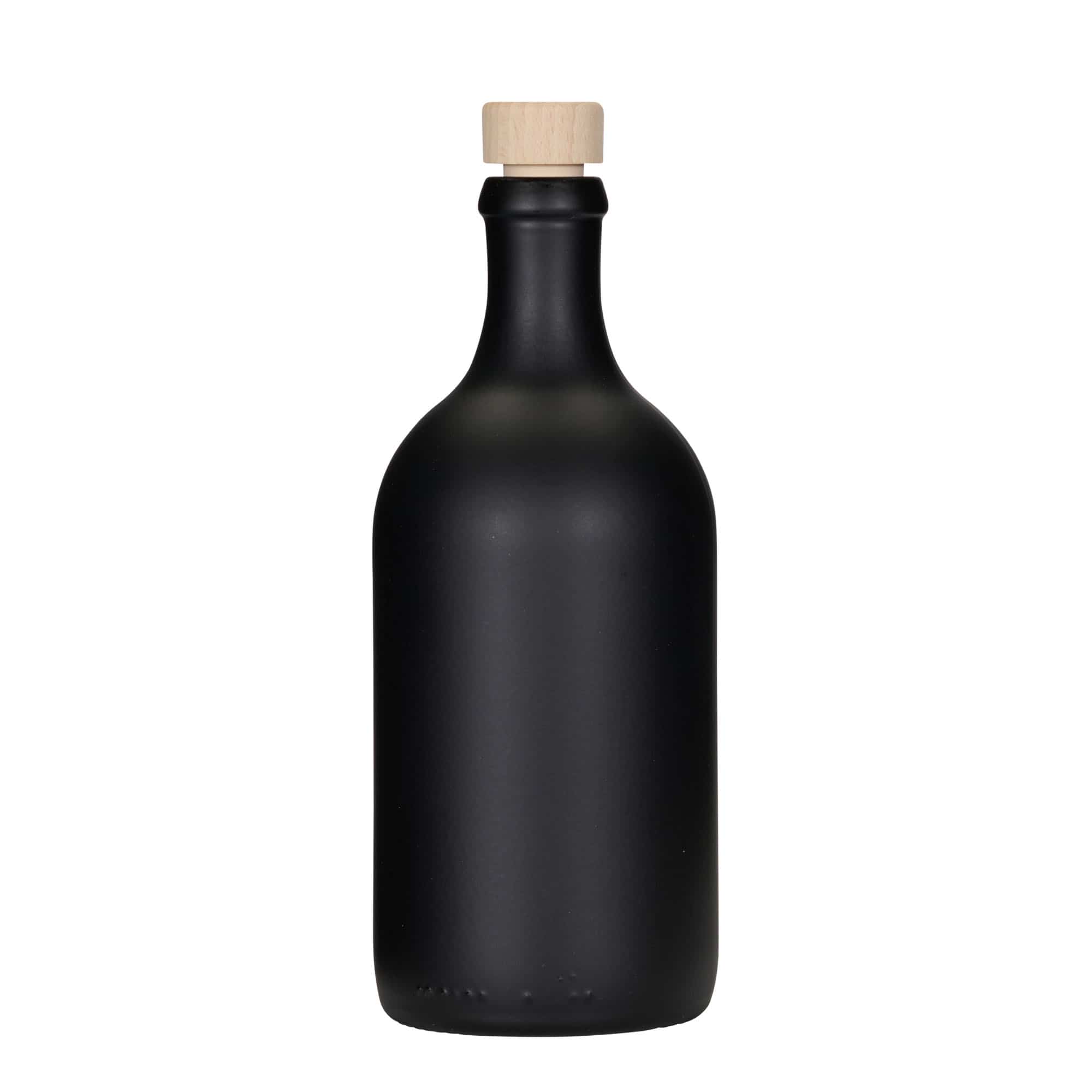 500 ml lasipullo 'Ginevra Leggera', musta, suu: korkki
