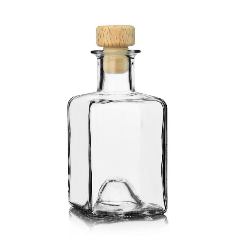 200 ml lasipullo 'Kubica', neliö, suu: korkki