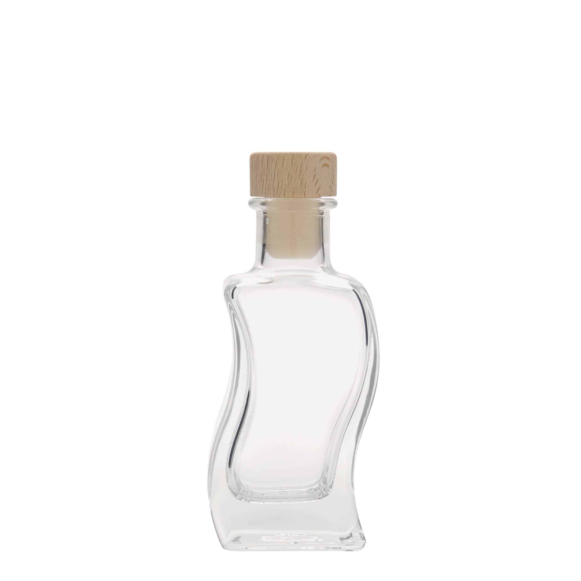 100 ml lasipullo 'Aallot', neliö, suu: korkki