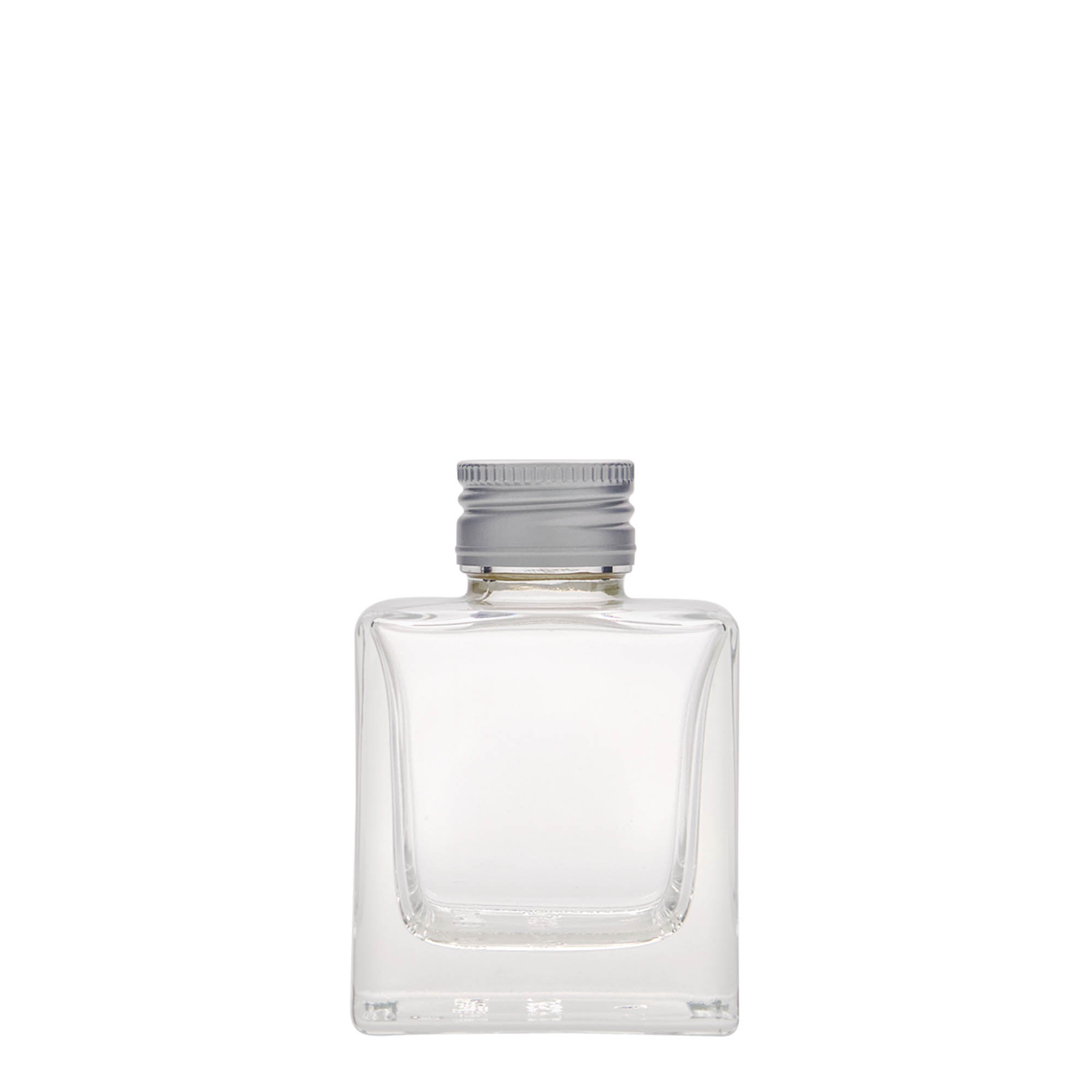 100 ml lasipullo 'Cube', neliömäinen, suuaukko: PP 28