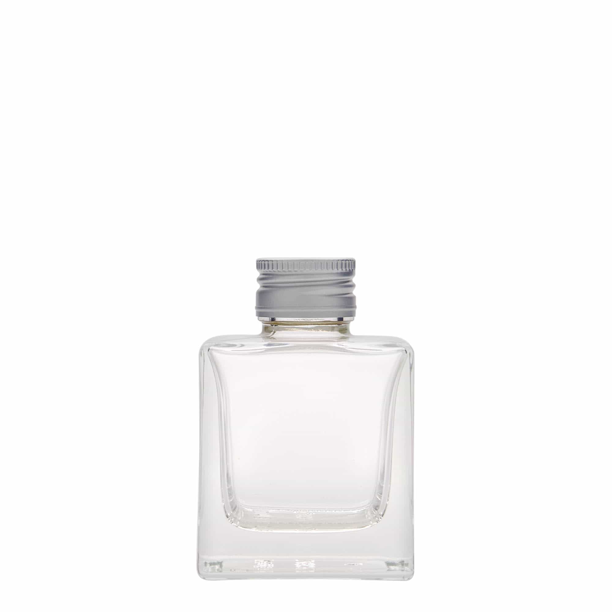 100 ml lasipullo 'Cube', neliömäinen, suuaukko: PP 28