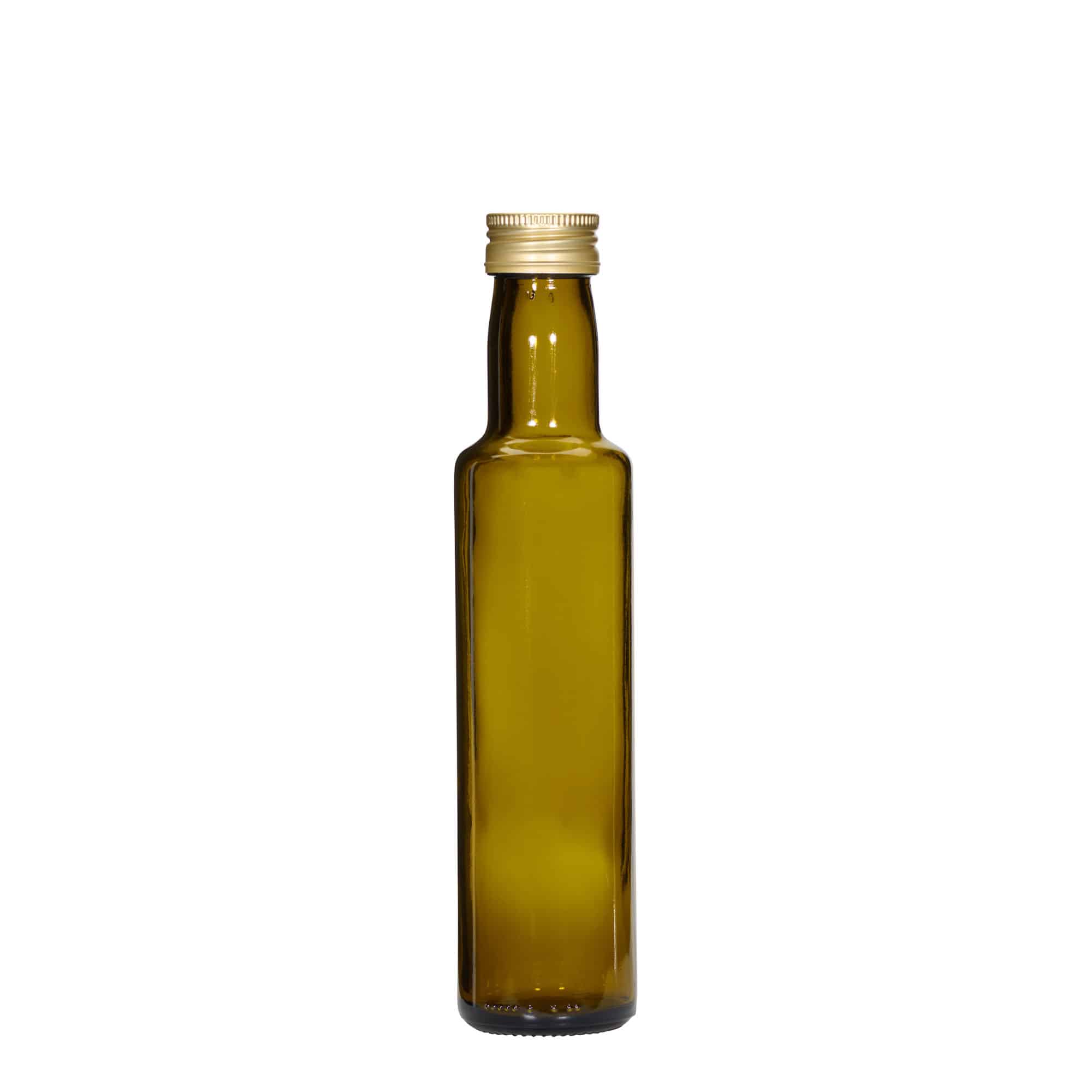 250 ml lasipullo 'Dorica', antiikinvihreä, suu: PP 31,5
