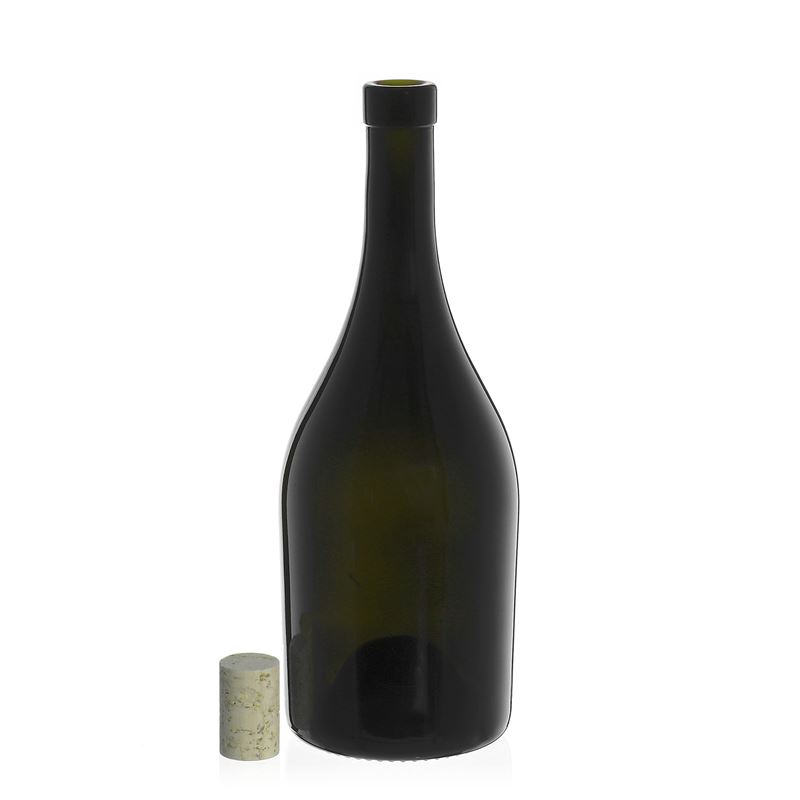 750 ml viinipullo 'Exclusive', antiikinvihreä, suu: korkki