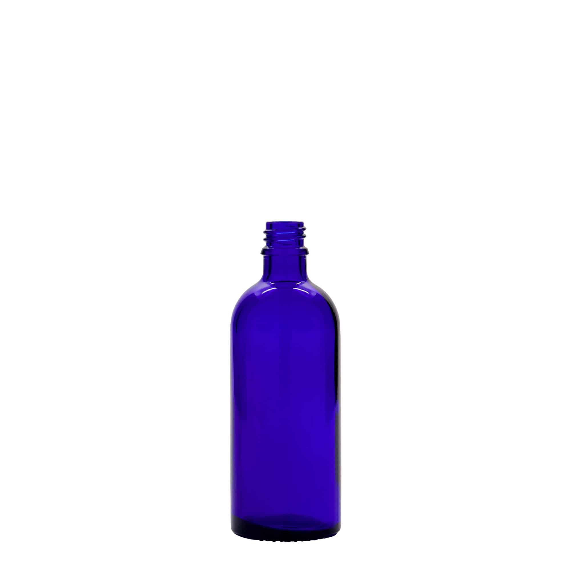100 ml lääkepullo, lasi, laivastonsininen, suu: DIN 18 100 ml lääkepullo, lasi, laivastonsininen, suu: DIN 18