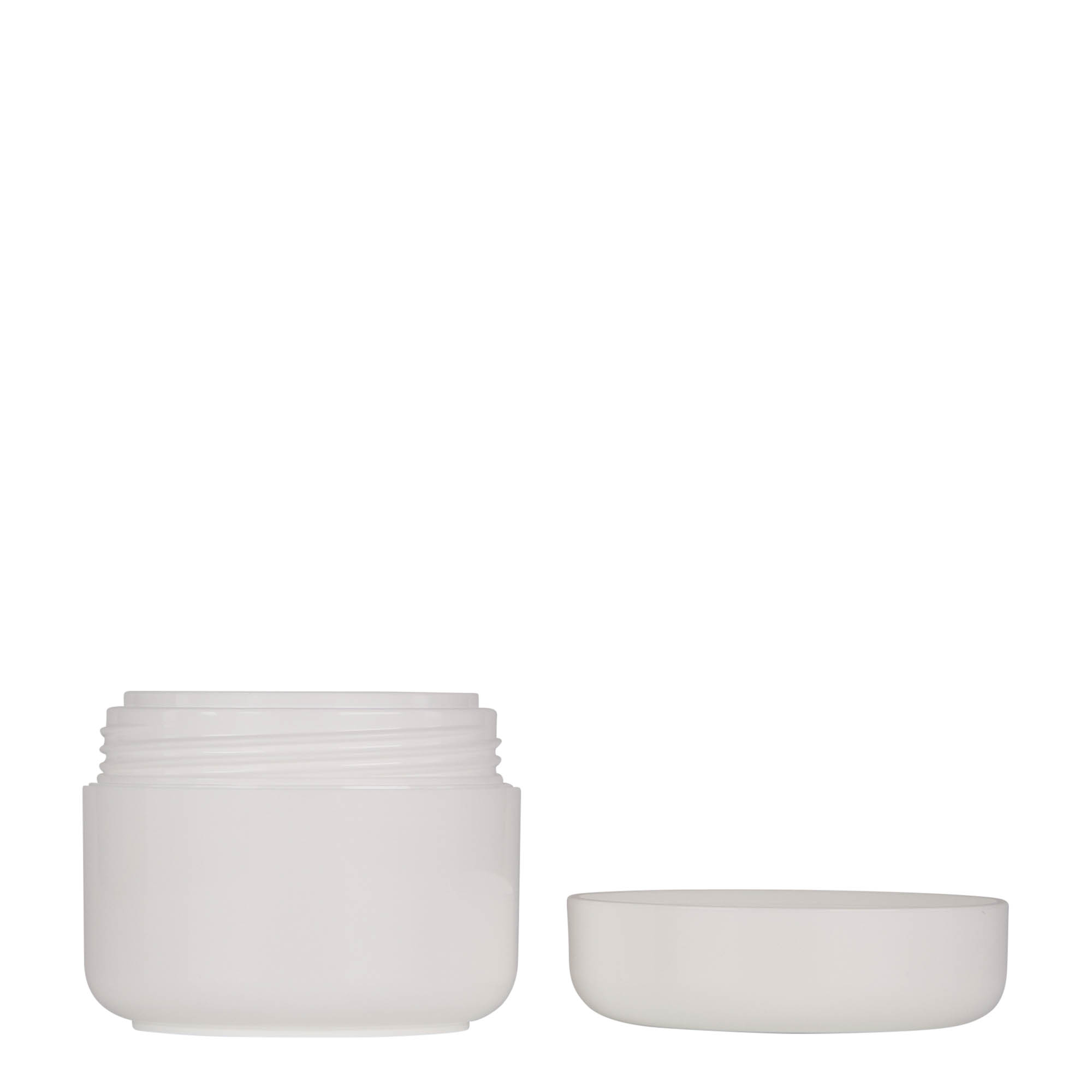 50 ml muovipurkki 'Bianca', PP, valkoinen, suuaukon suljin: kierrekorkki