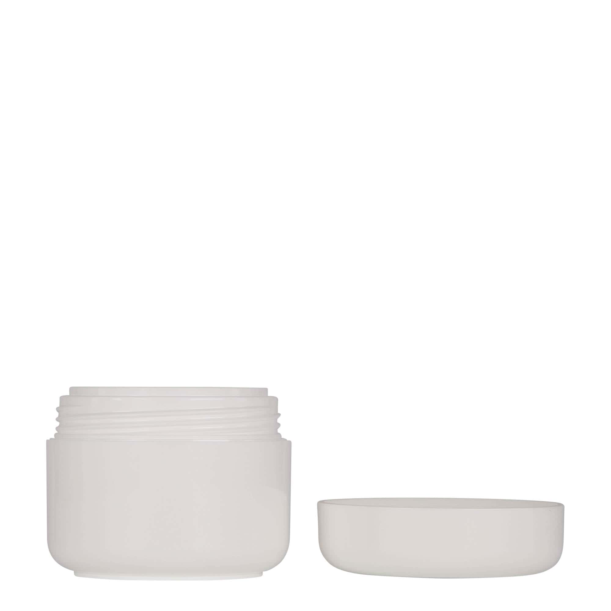 50 ml muovipurkki 'Bianca', PP, valkoinen, suuaukon suljin: kierrekorkki