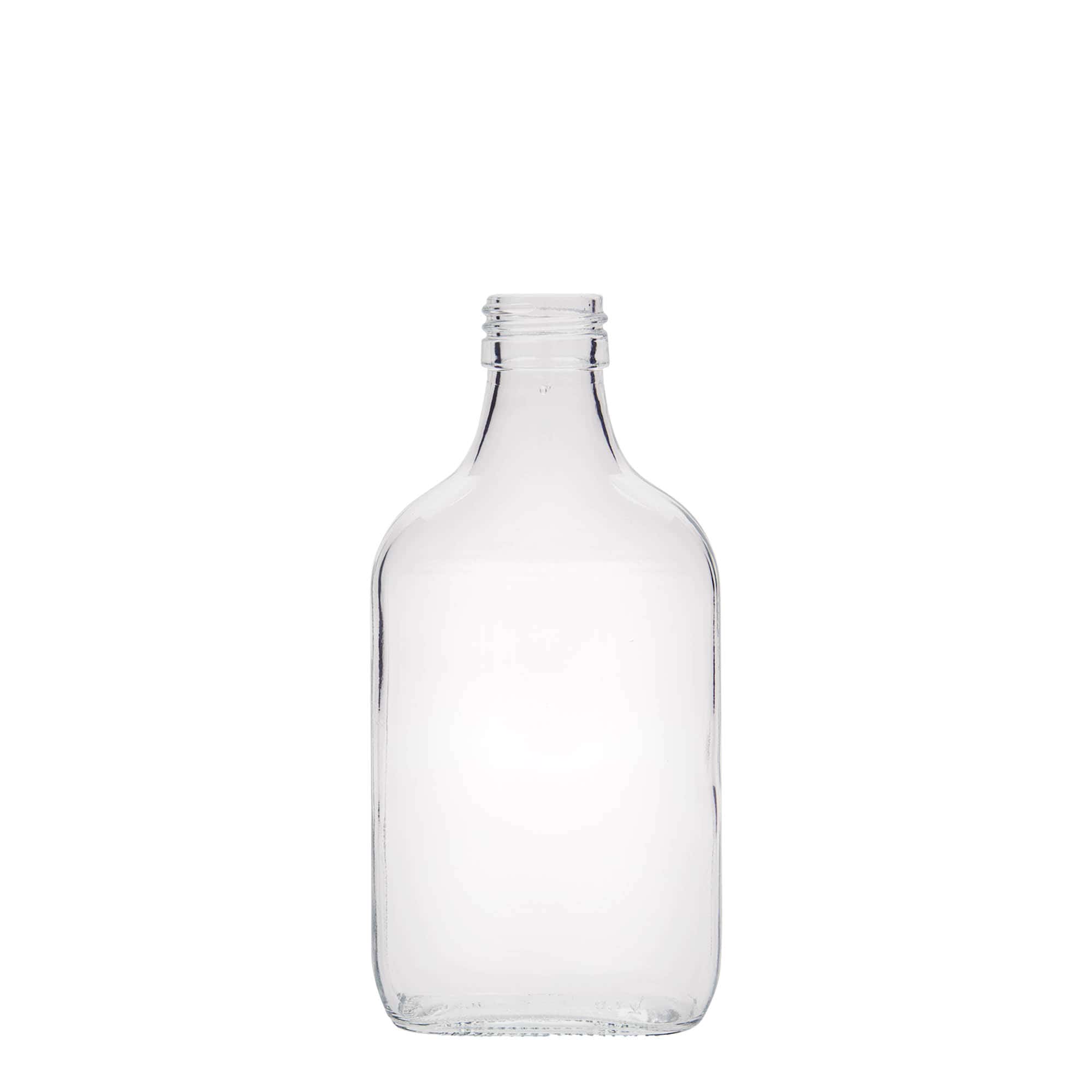 200 ml taskumatti, nelikulm., lasi, suu: PP 28 200 ml taskumatti, nelikulm., lasi, suu: PP 28