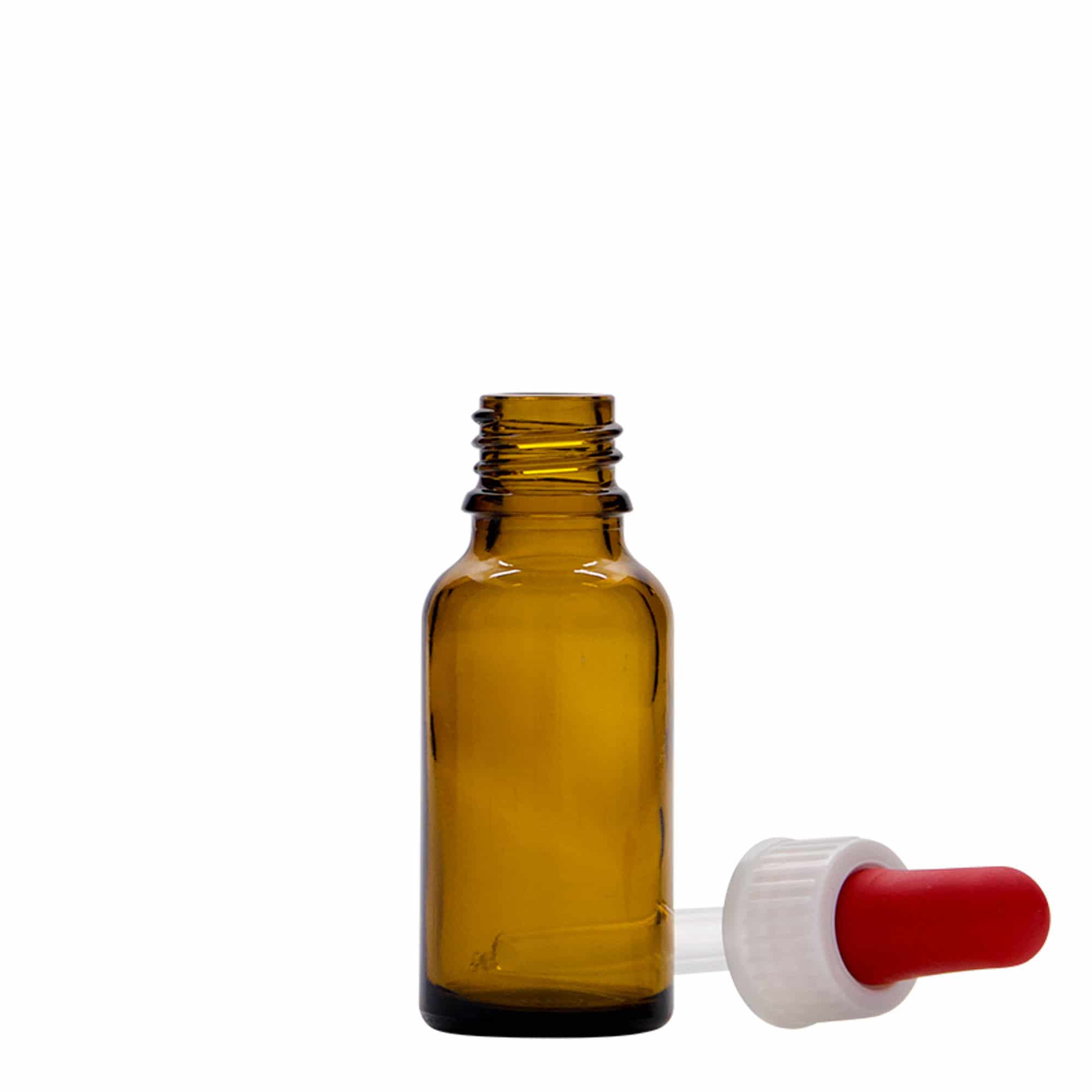 20 ml pipettipullo lääke, lasi, ruskea, suu: DIN 18
