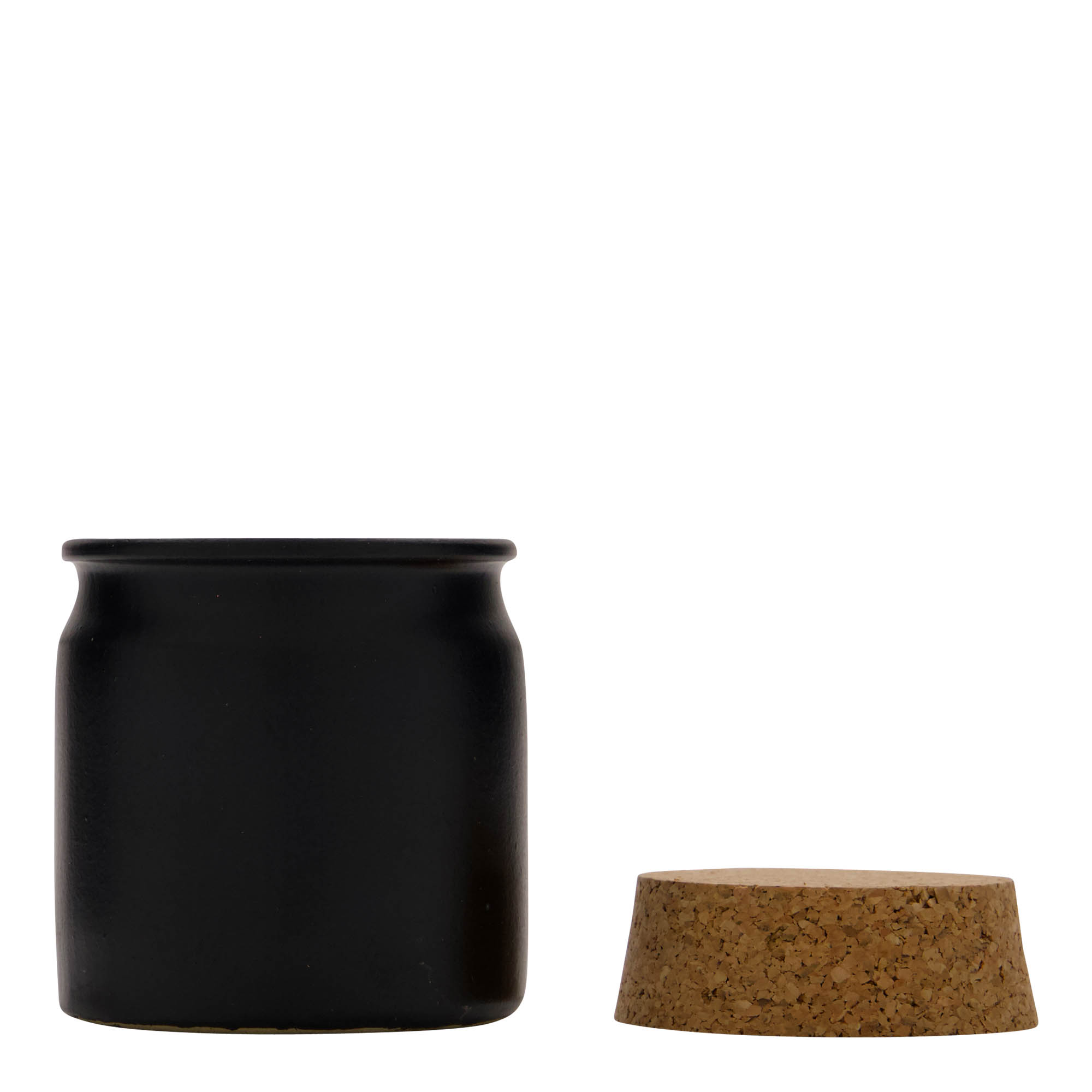 160 ml saviruukku, keramiikka, musta, suuaukko: korkki