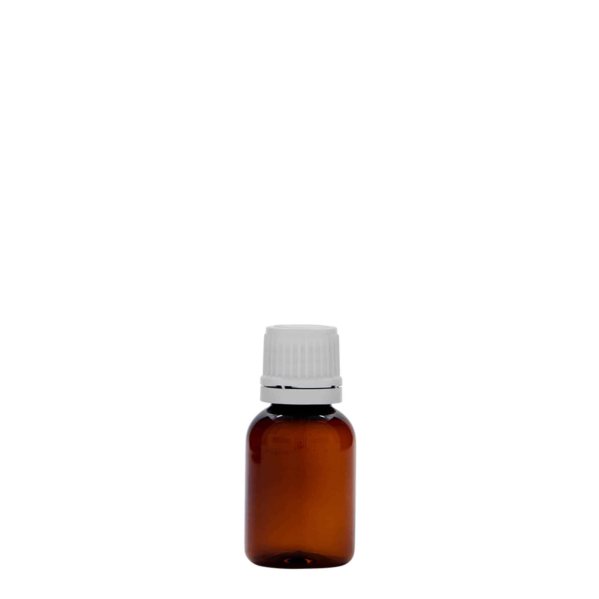 20 ml PET-lääkepullo 'Easy Living', ruskea, muovi, suu: DIN 18