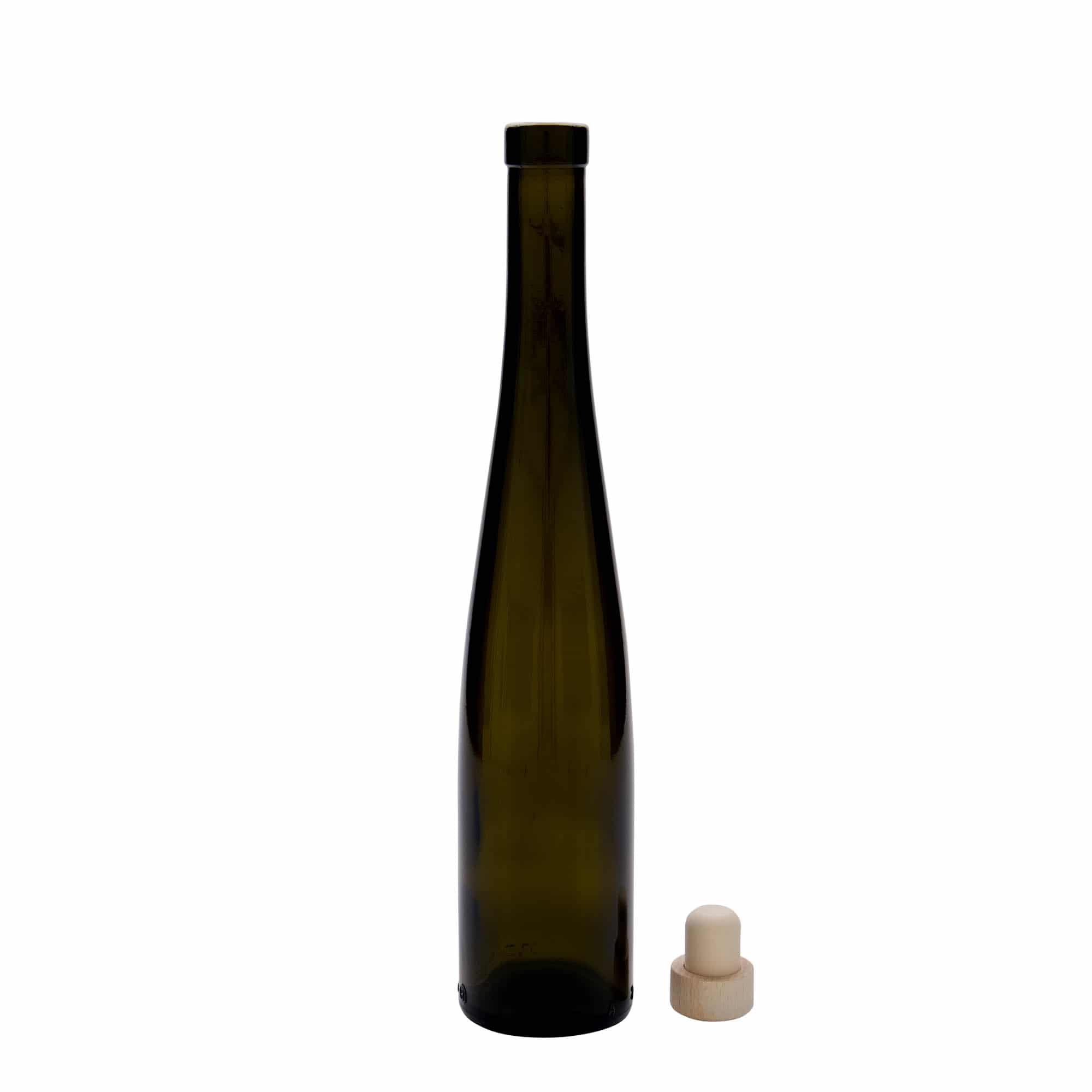 375 ml lasipullo 'Weinschlegel', antiikkivihreä, suuaukko: korkki