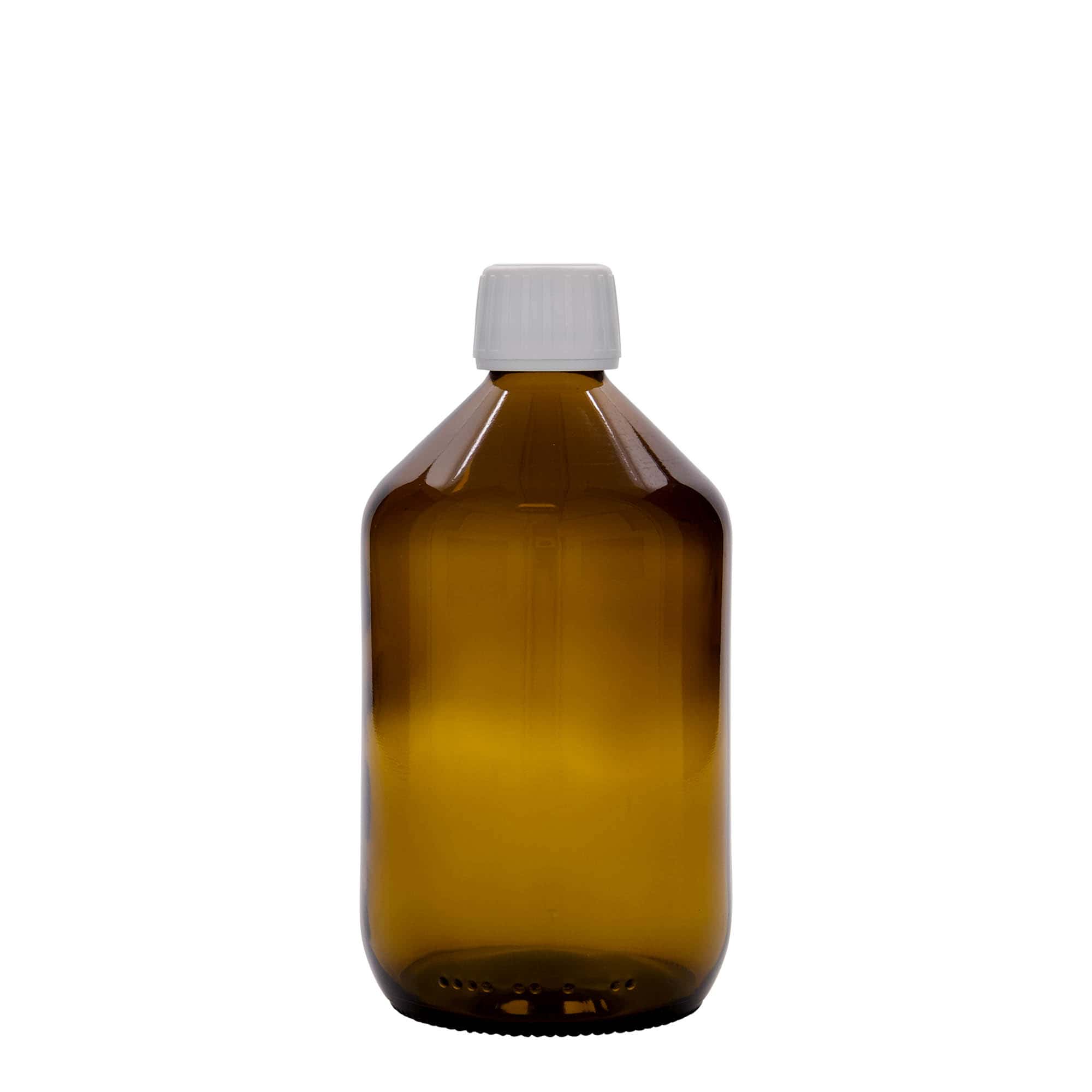 500 ml lääkepullo, ruskea, lasia, suuaukko: PP 28