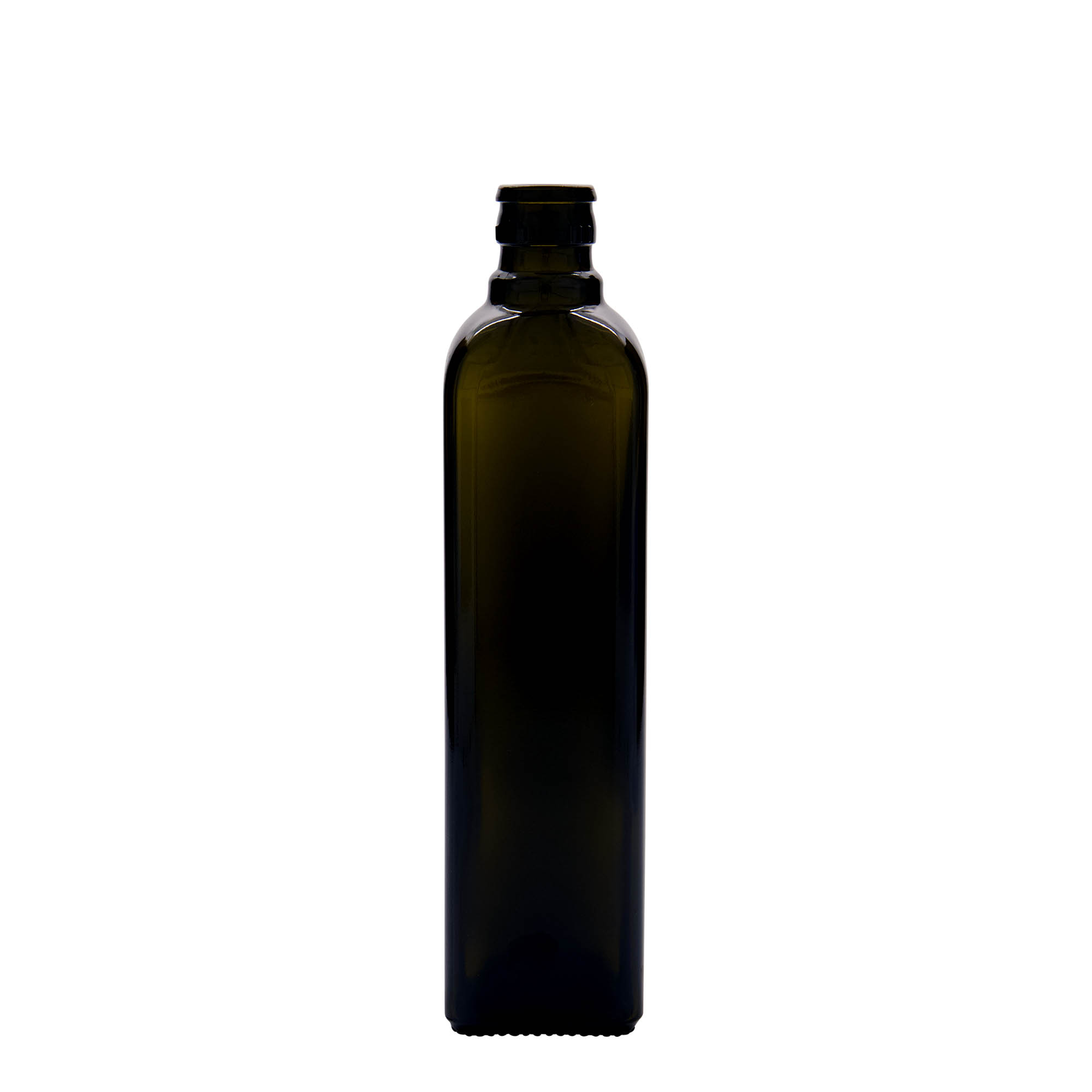 500 ml etikka-/öljypullo ”Quadra”, lasia, neliömäinen, antiikkivihreä, suuaukko: DOP