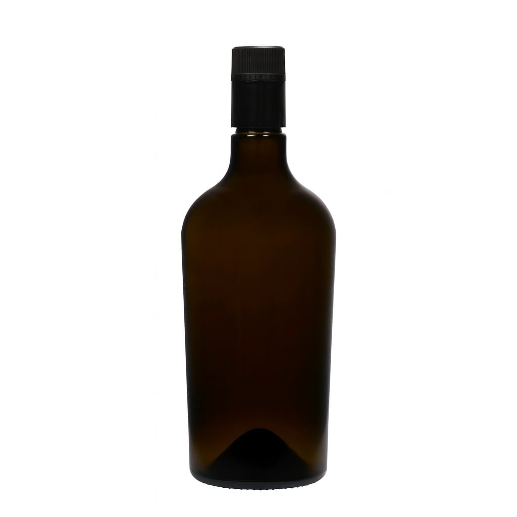 750 ml etikka-/öljypullo 'Oleum', lasia, antiikkivihreä, suuaukko: DOP