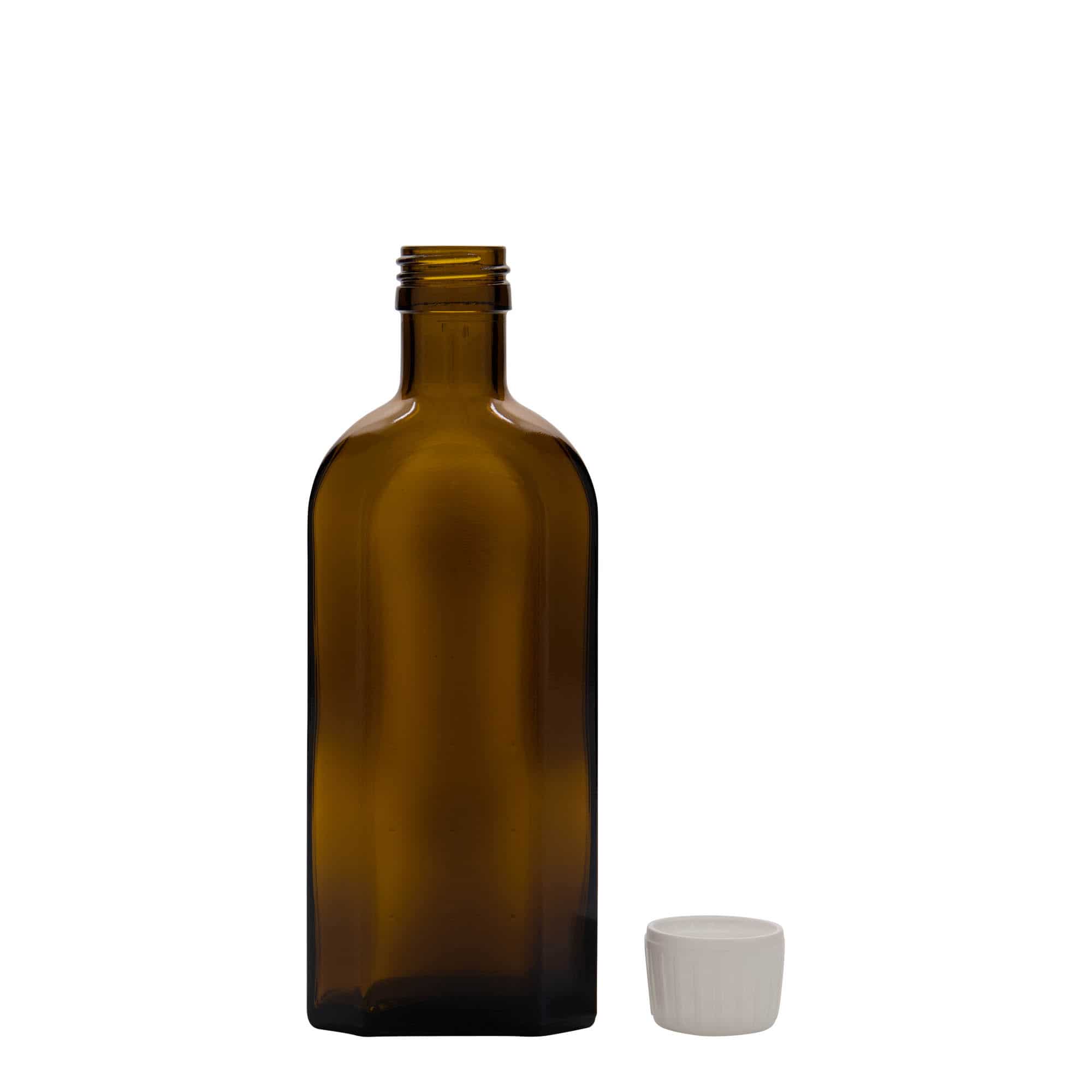 250 ml lääkeputkilo Meplat, soikea, lasi, ruskea, suuaukko: PP 28