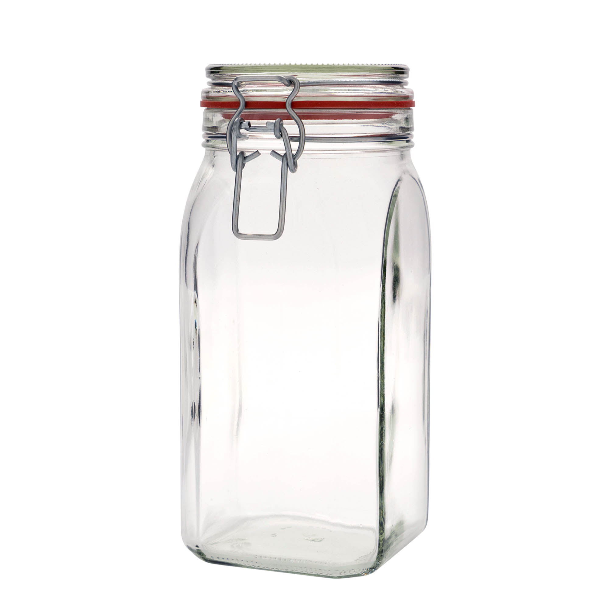 1.540 ml lankakorkkinen lasipurkki, neliömäinen, suuaukko: lankakorkkilukko