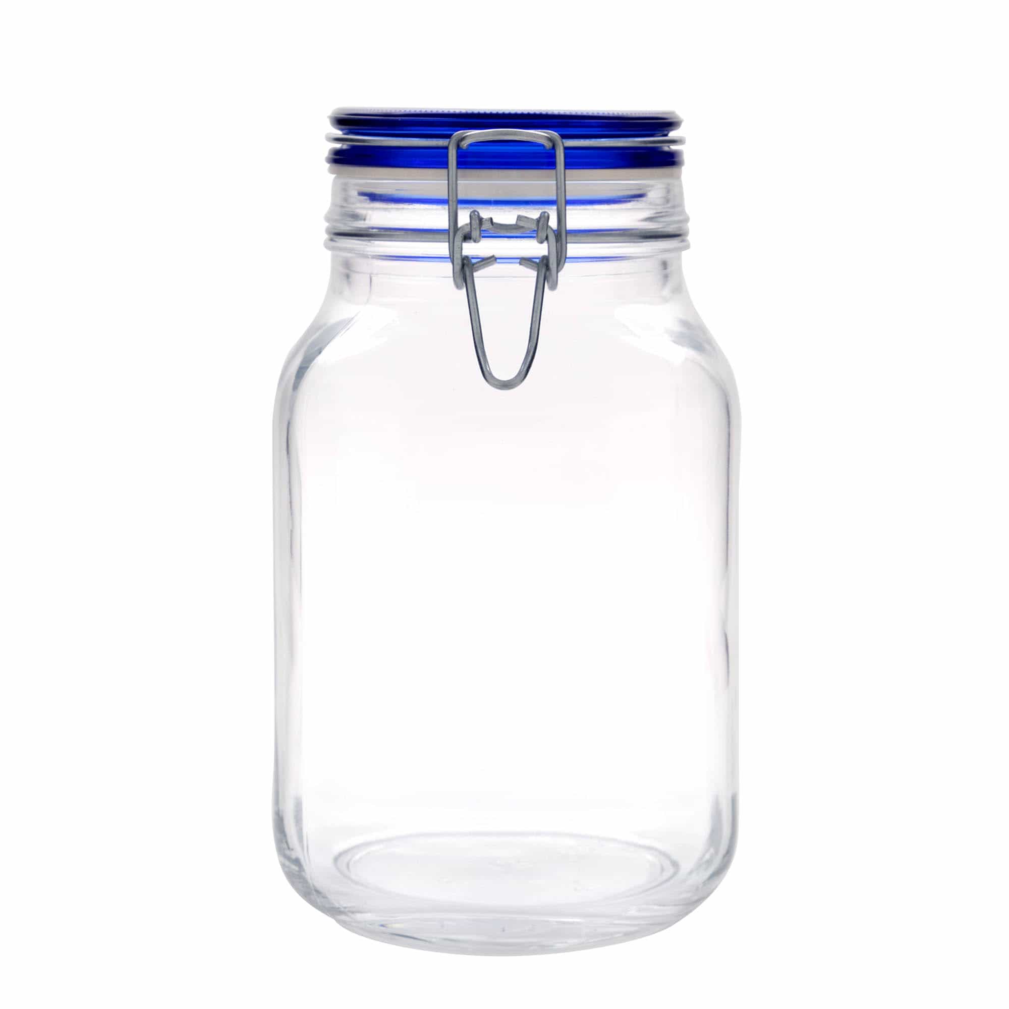 2000 ml patenttikorkkilasipurkki 'Fido' Blue Top, neliö, suu: patenttikorkki 2000 ml patenttikorkkilasipurkki 'Fido' Blue Top, neliö, suu: patenttikorkki