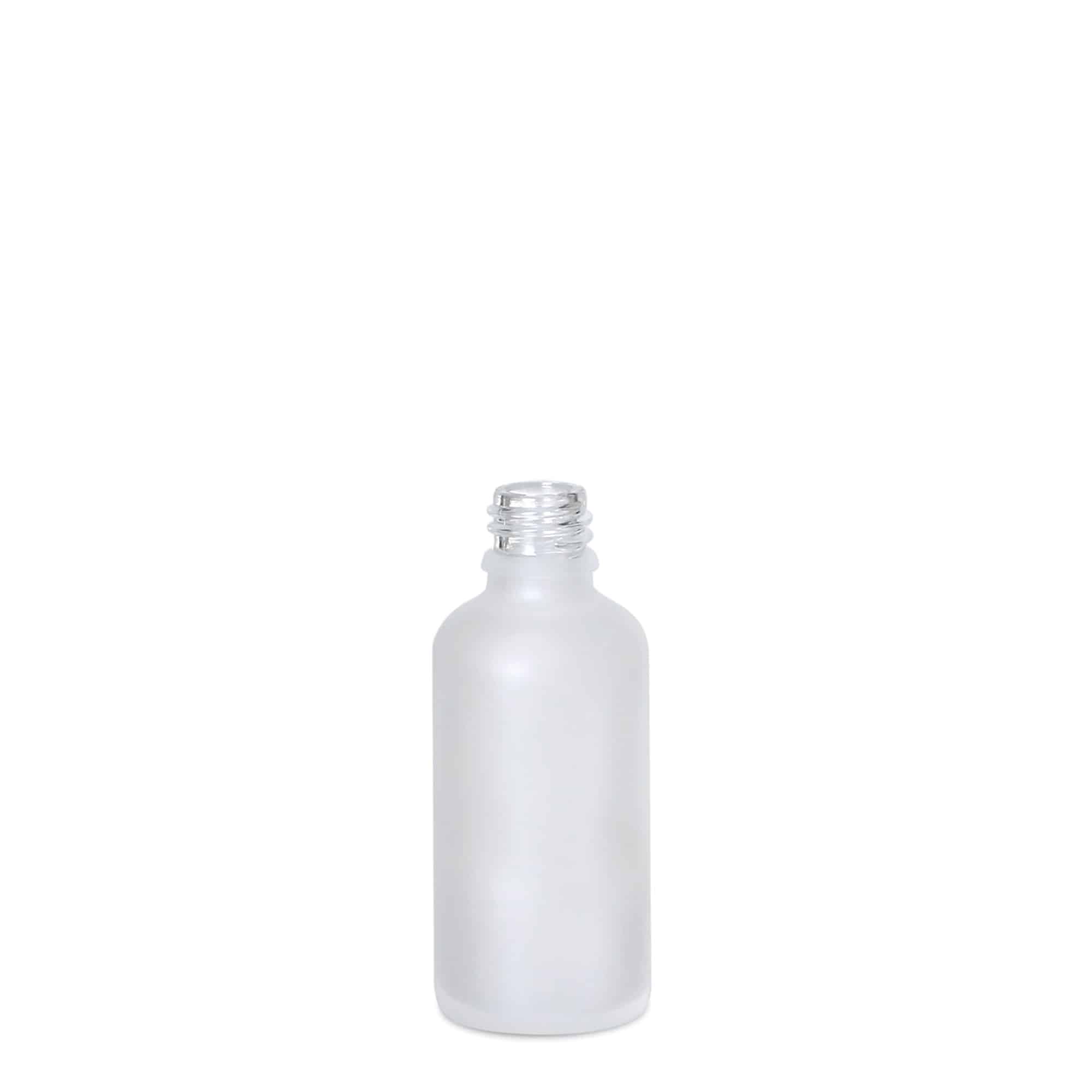 50 ml lääkepullo, lasi, huurrettu, suu: DIN 18