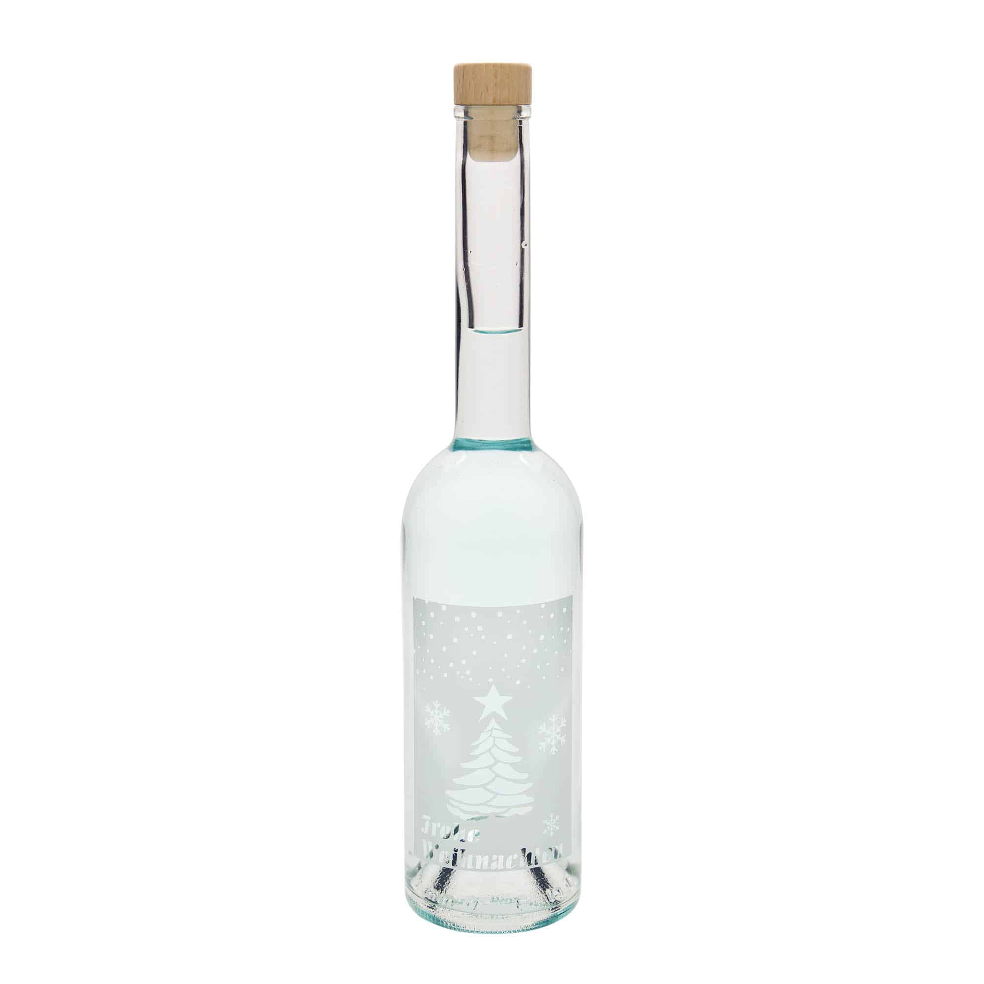 500 ml lasipullo 'Ooppera', kuvio: valk. joulu, suu: korkki