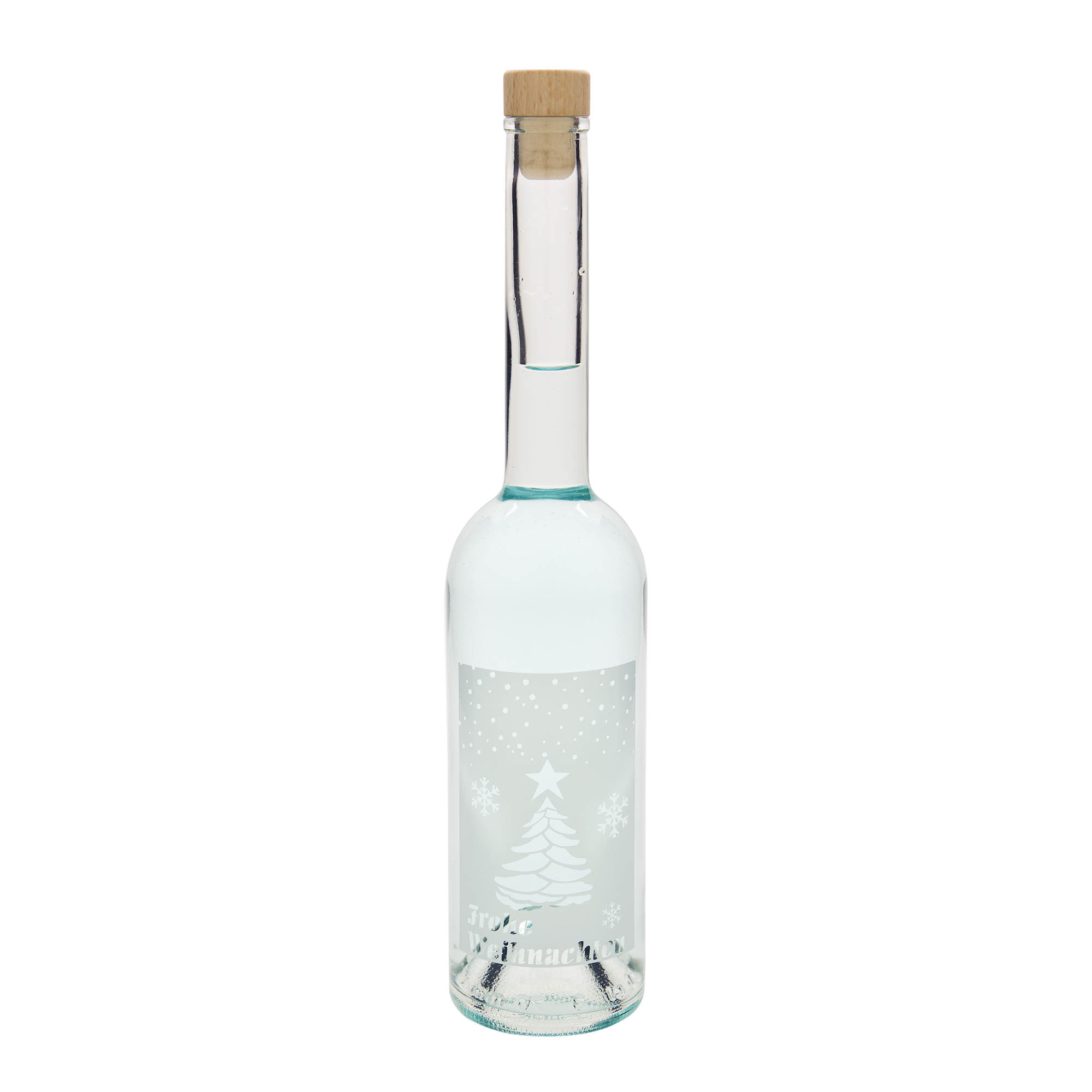 500 ml lasipullo 'Opera', koriste: Valkoiset joulut, suuaukko: korkki