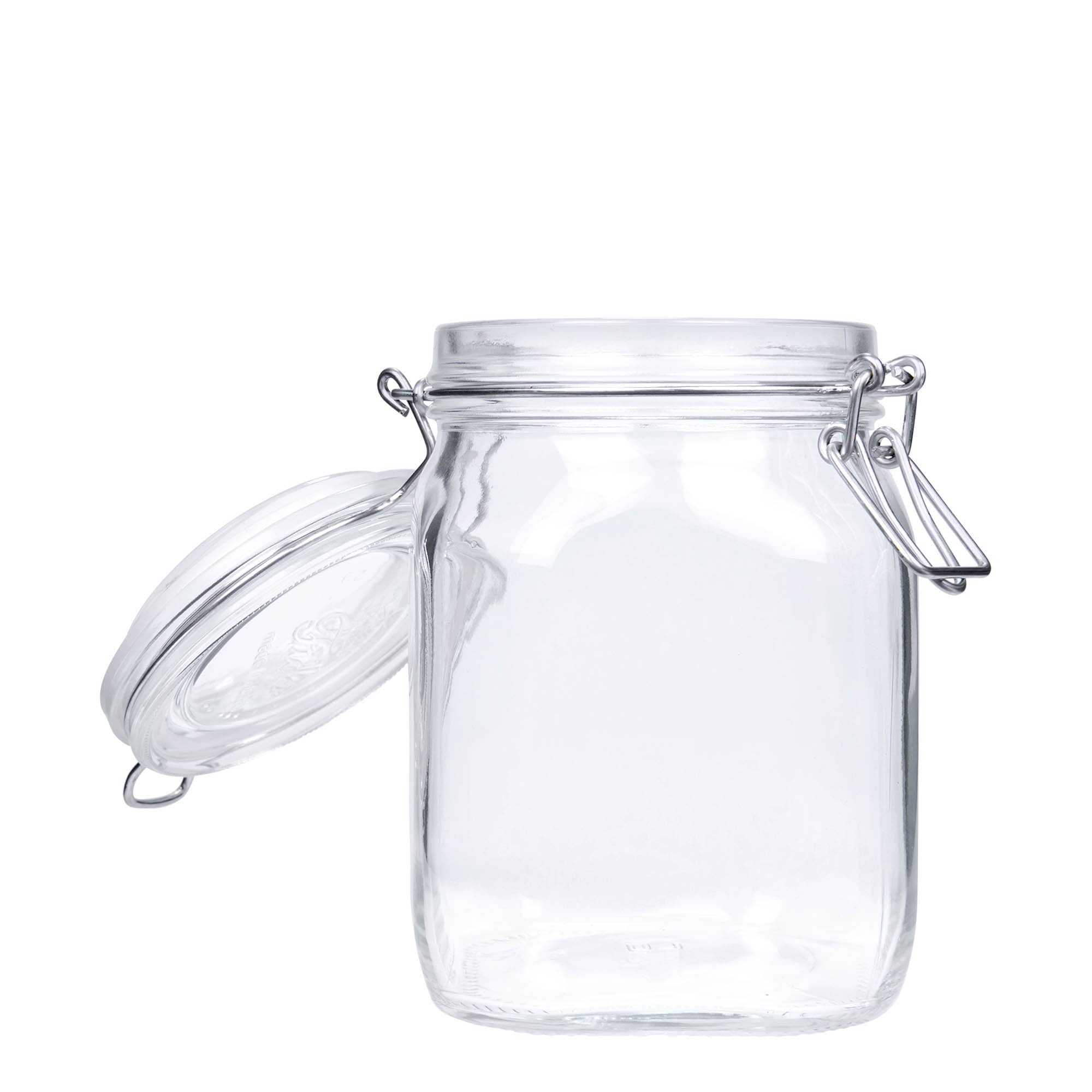 1 000 ml langankahvallinen lasipurkki 'Fido', neliskulmainen, suuaukko: langankahvallinen lukko