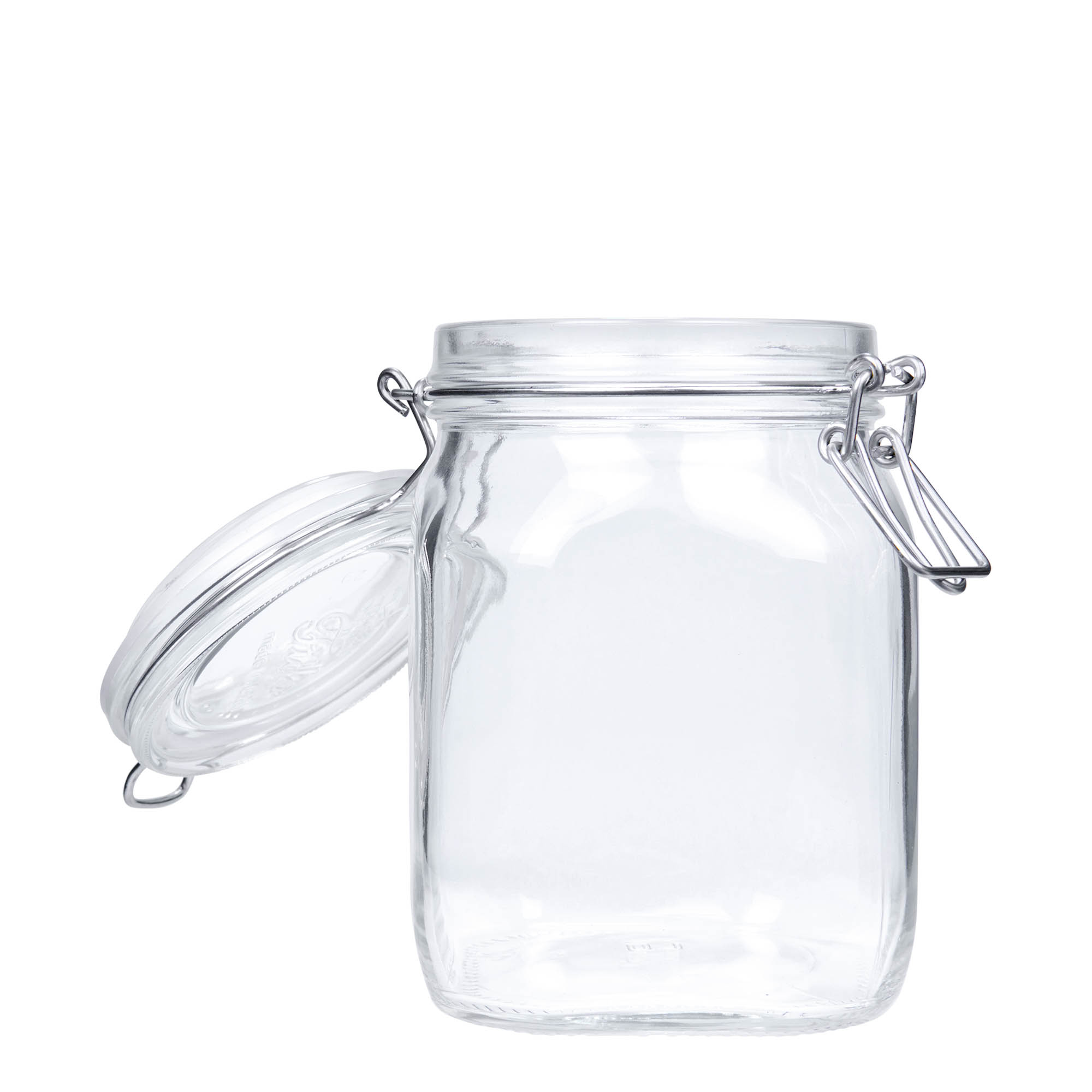 1 000 ml langankahvallinen lasipurkki ”Fido”, neliskulmainen, suuaukko: langankahvallinen lukko