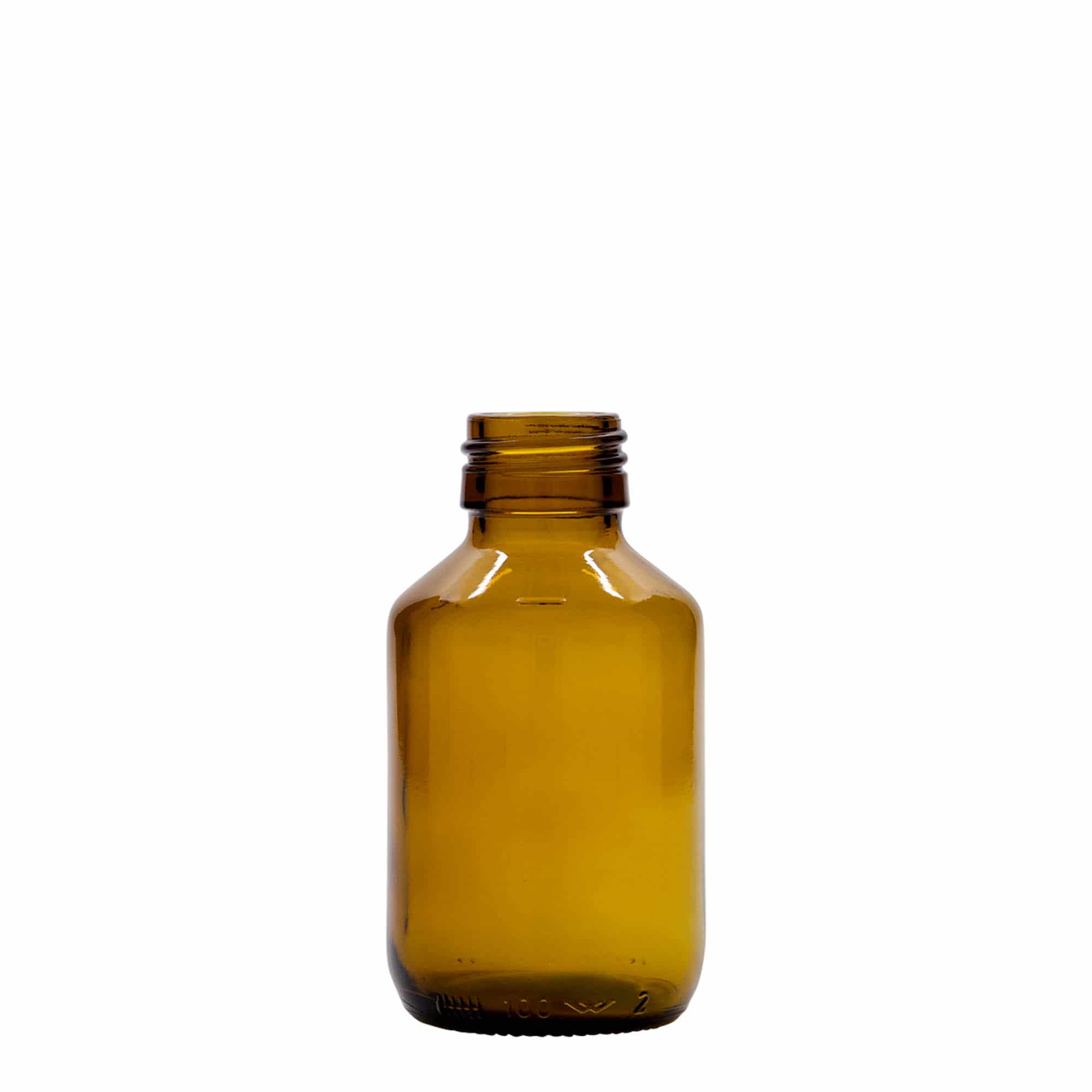 100 ml lääkepullo, ruskea, lasi, suu: PP 28