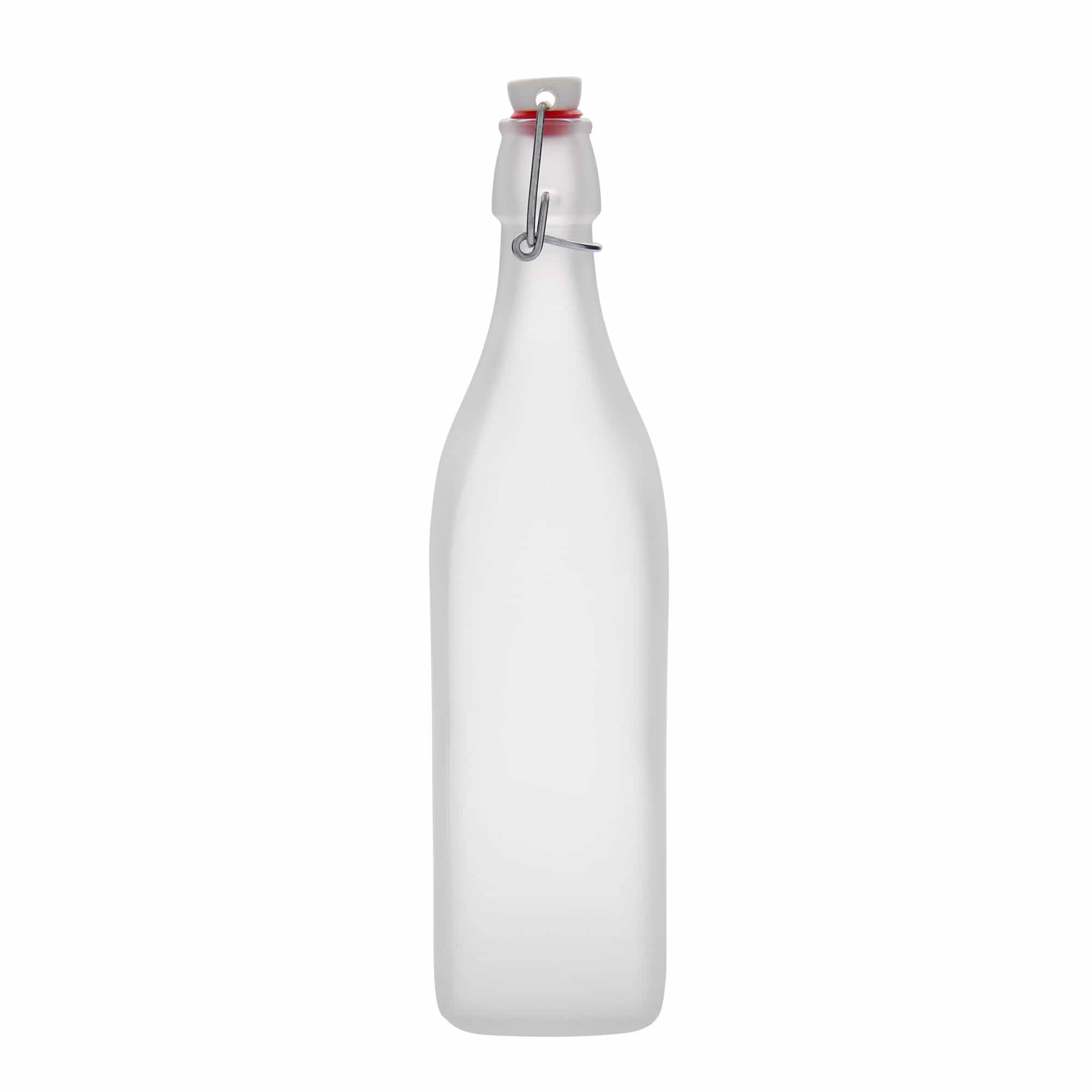 1000 ml lasipullo 'Swing, neliö, valk., suu: patenttikorkki 1000 ml lasipullo 'Swing, neliö, valk., suu: patenttikorkki